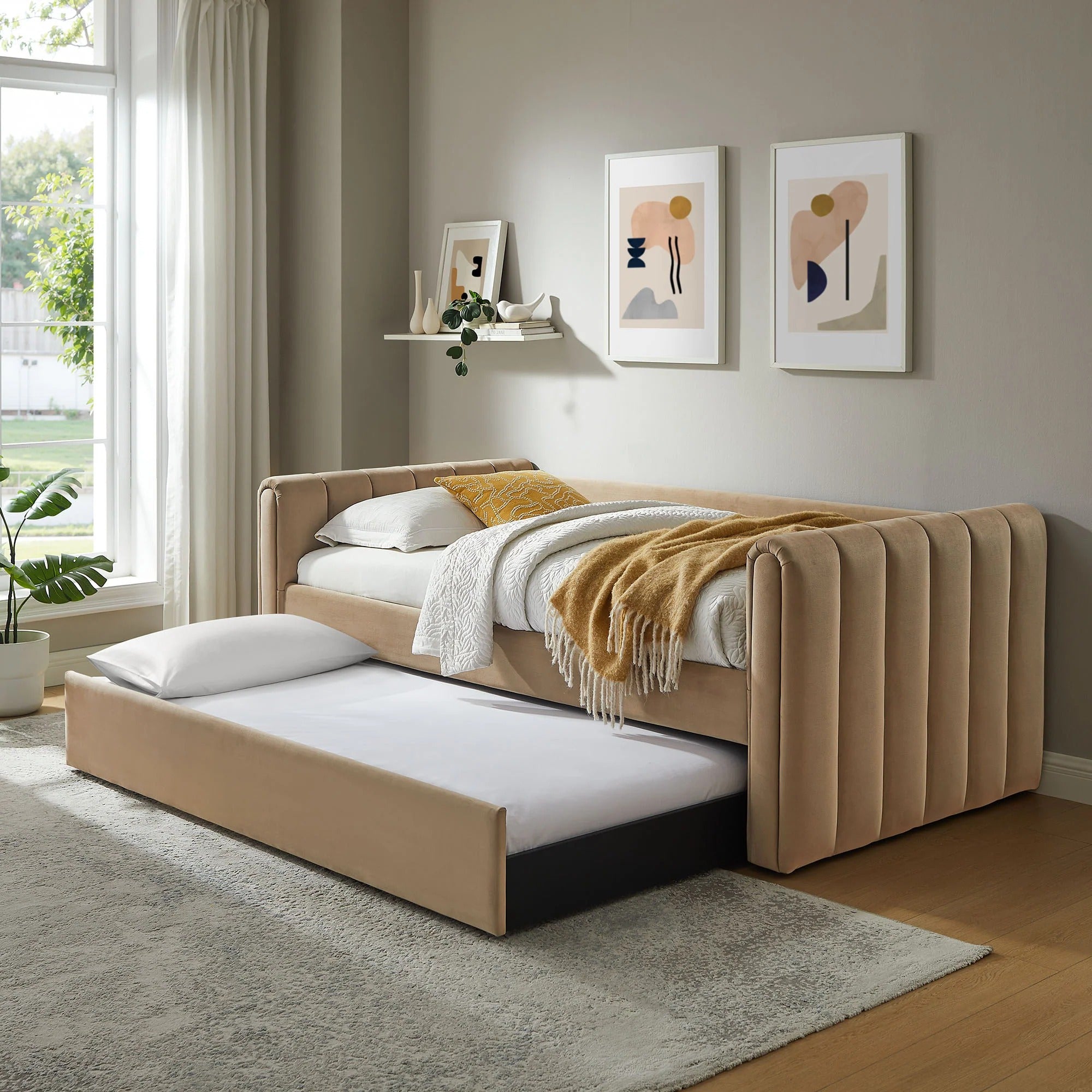 Veyla Channel Tufted Performance Velvet Twin Daybed With Trundle
