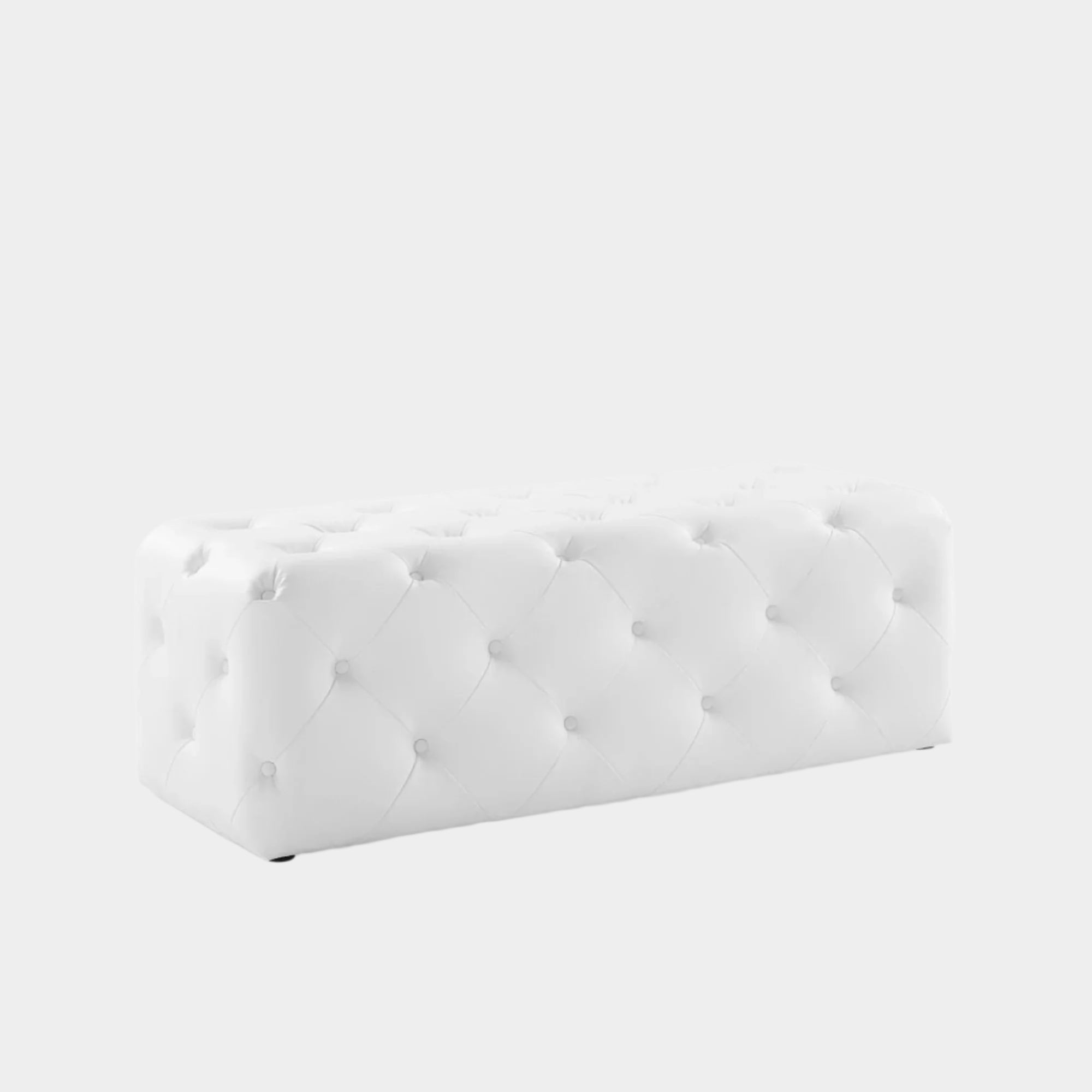 Amour 48" Tufted Button Entryway Faux Leather Bench in White
