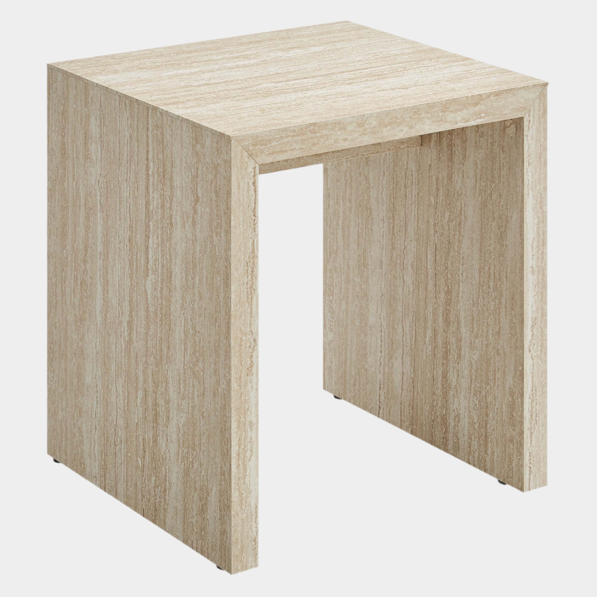 Mirella Faux Travertine Side Table in Travertine