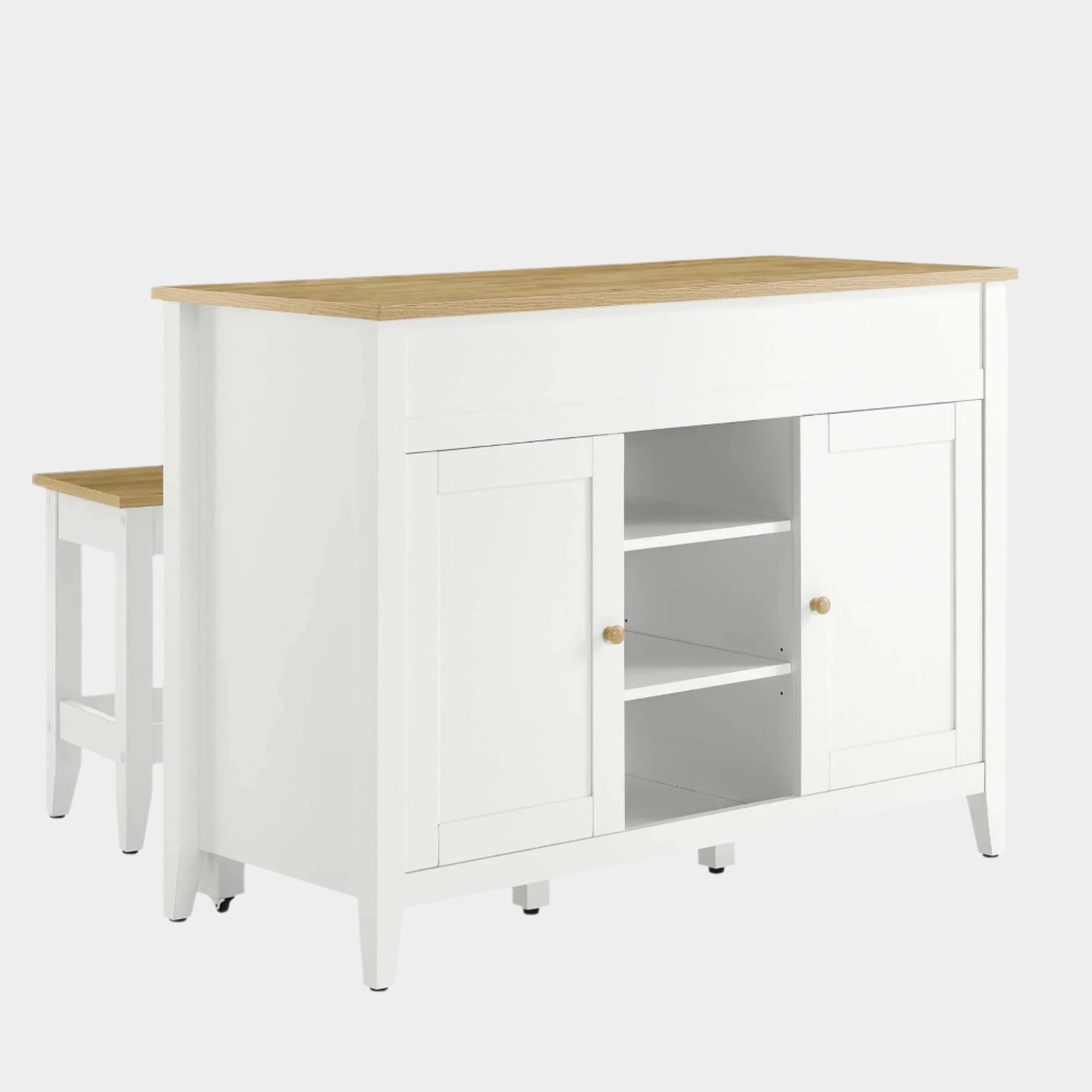 Garland 3-Piece Kitchen Island and Stool Set in Oak White