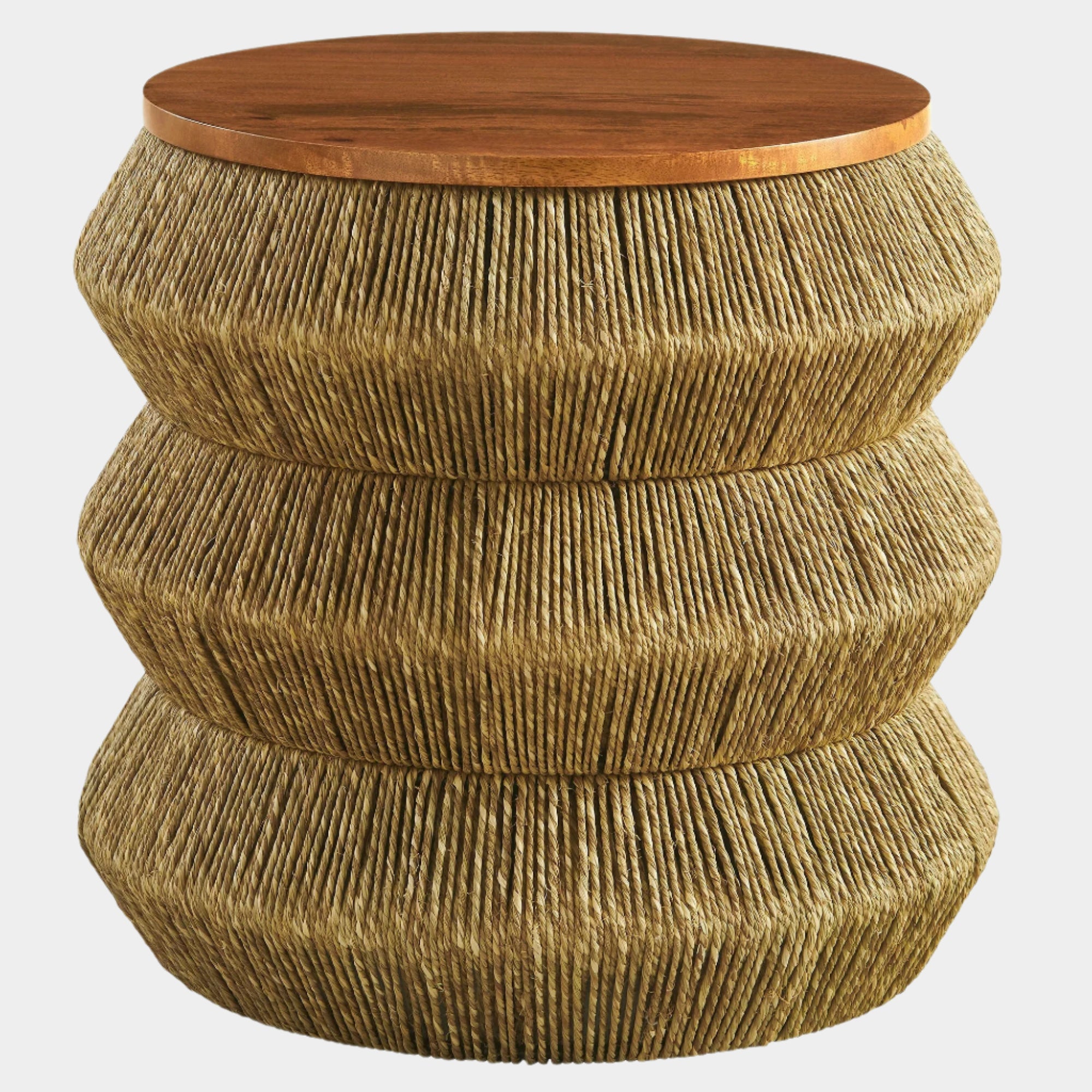 Maris Seagrass and Wood End Table in Walnut Natural