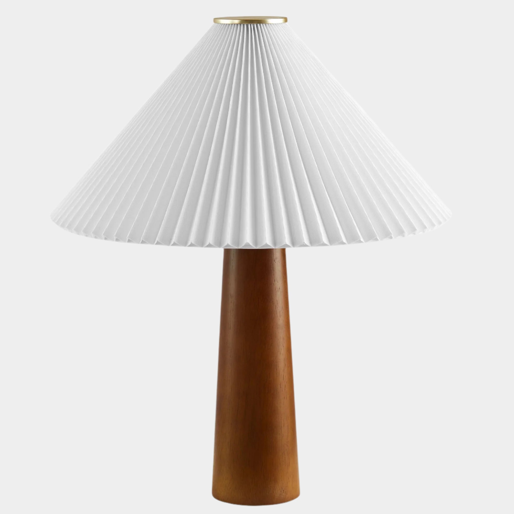 Jessica Wooden Base Table Lamp With Pleated Fabric Shade in Walnut