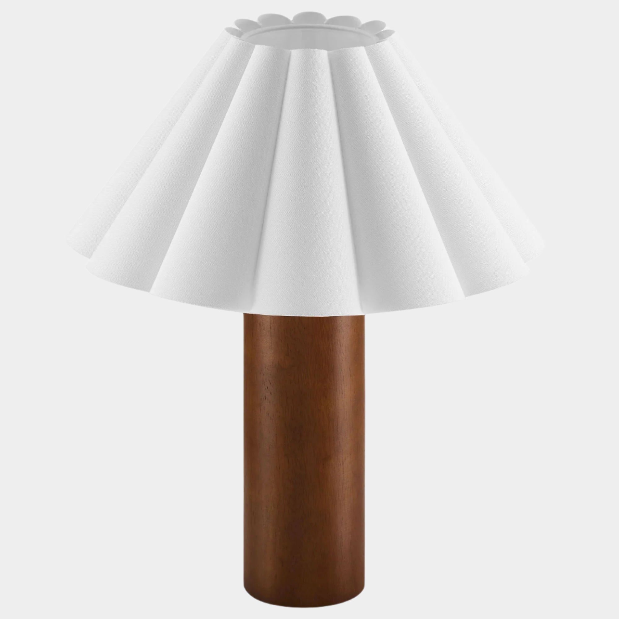 Flora Wood Table Lamp With Pleated Petal Shade in Walnut