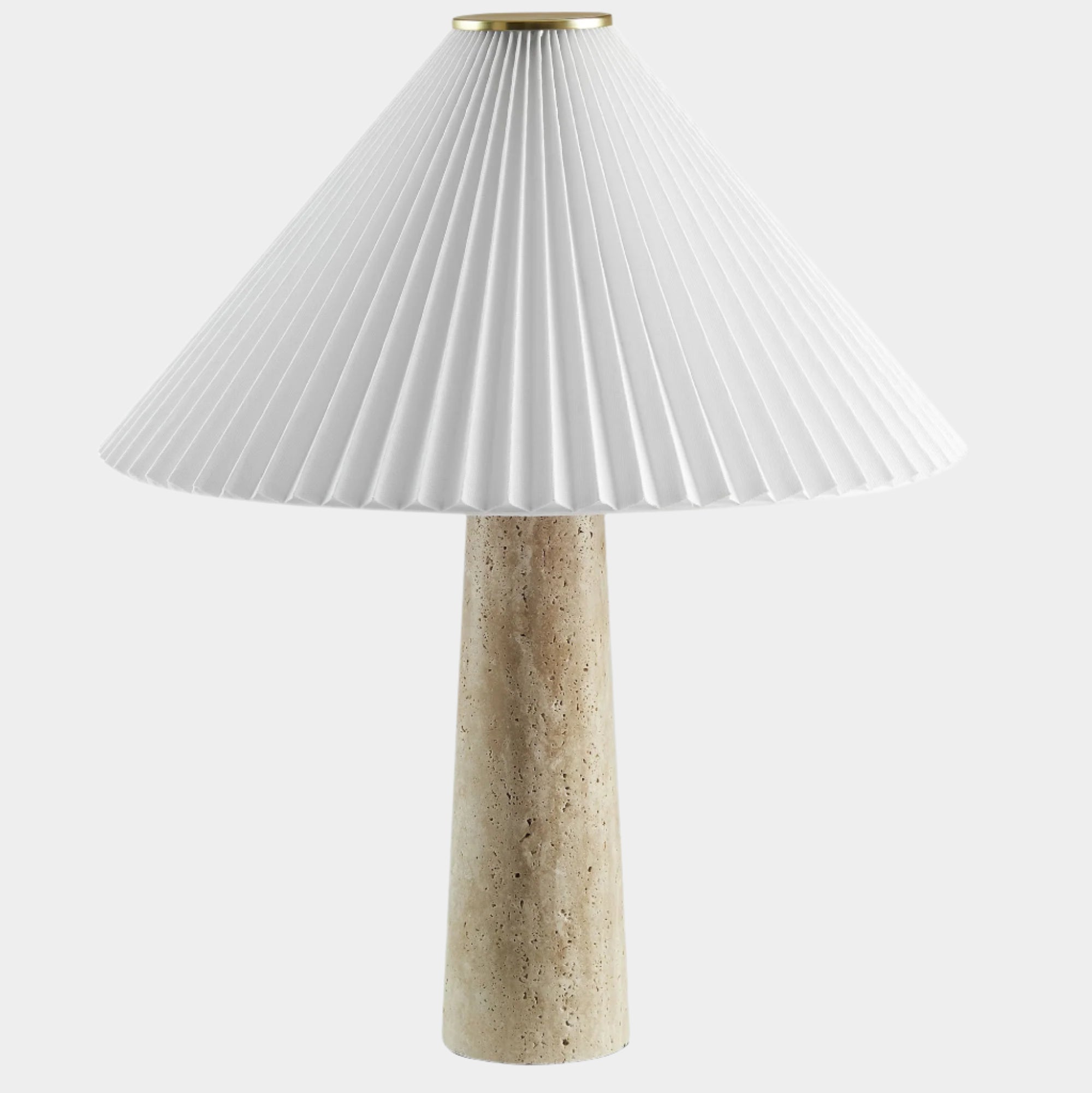 Cove Travertine Table Lamp With Pleated Shade in Travertine