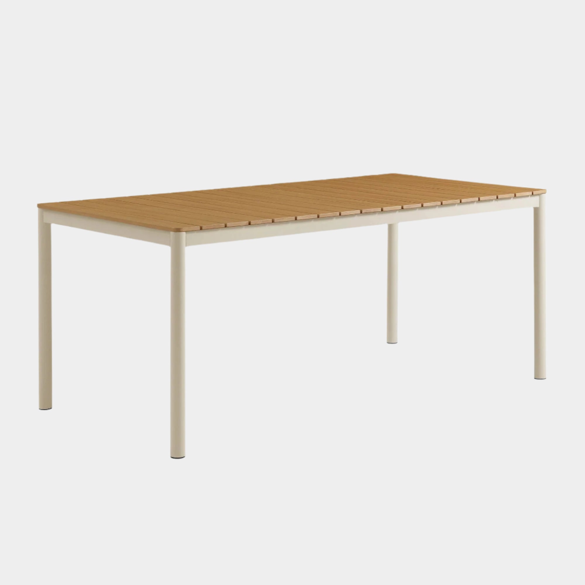 Finn 71" Outdoor Patio Aluminum Dining Table with Faux Wood Top in Natural