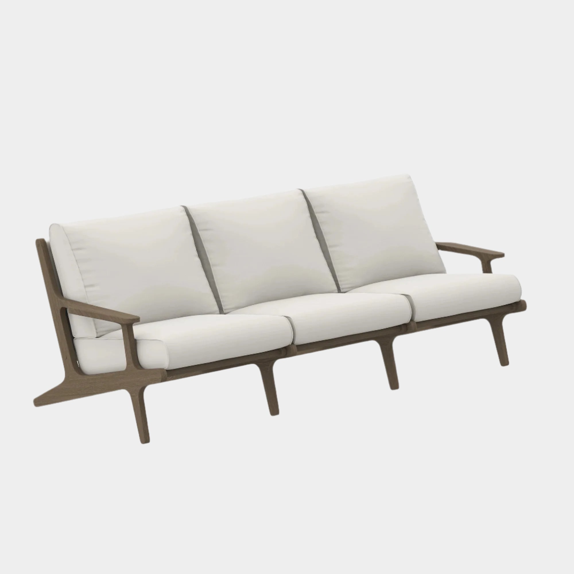Saratoga Outdoor Patio Teak Sofa in Weathered Gray White