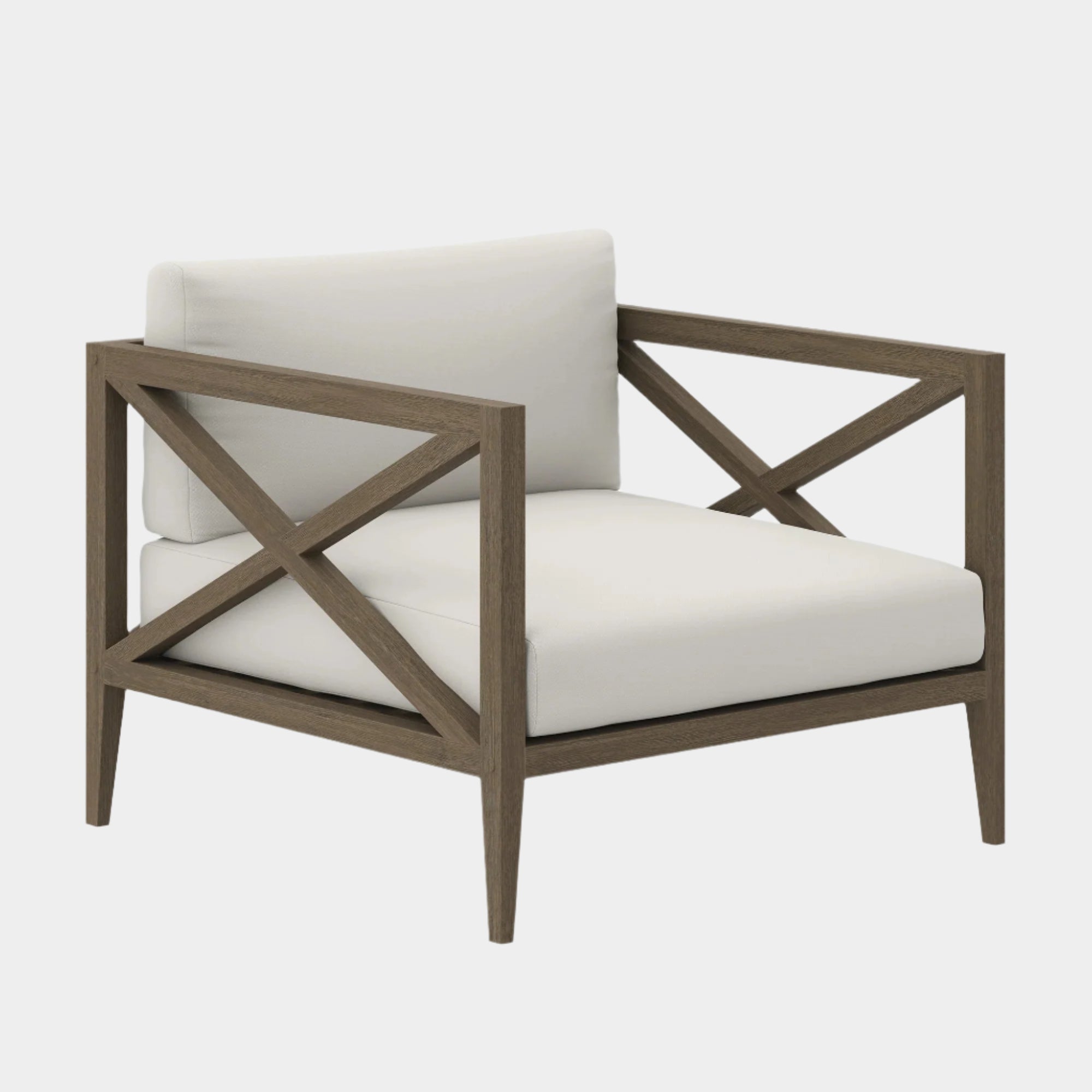 Northlake Outdoor Patio Teak Armchair in Weathered Gray White