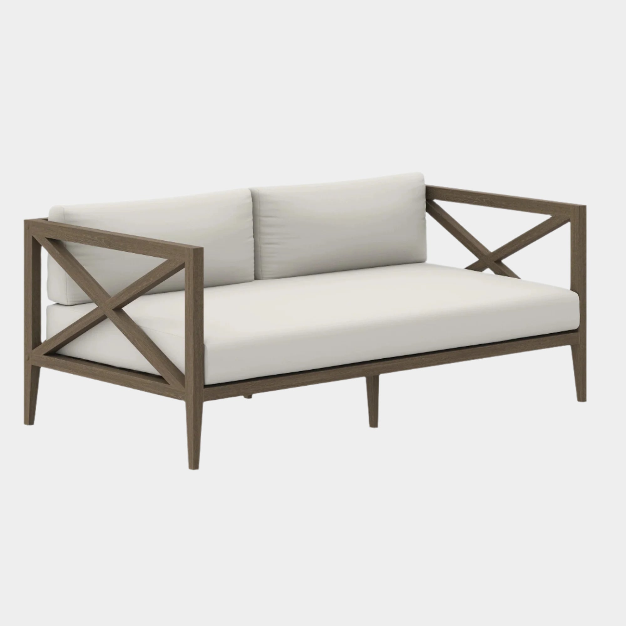 Northlake Outdoor Patio Teak Loveseat in Weathered Gray White