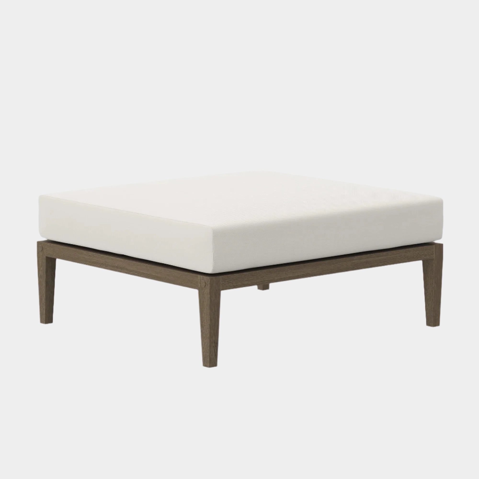 Northlake Outdoor Patio Teak Ottoman in Weathered Gray White