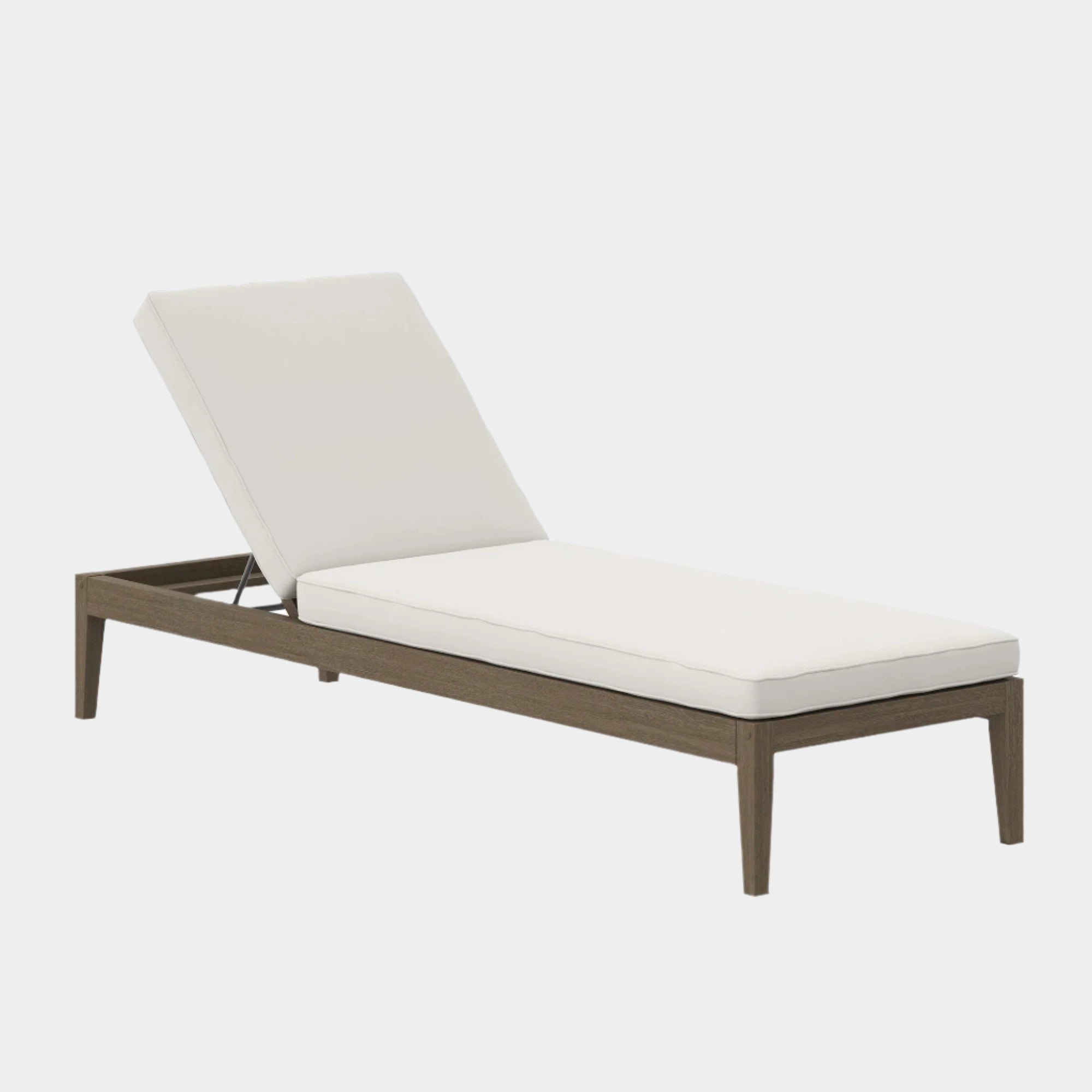 Northlake Outdoor Patio Teak Chaise Lounge in Weathered Gray White