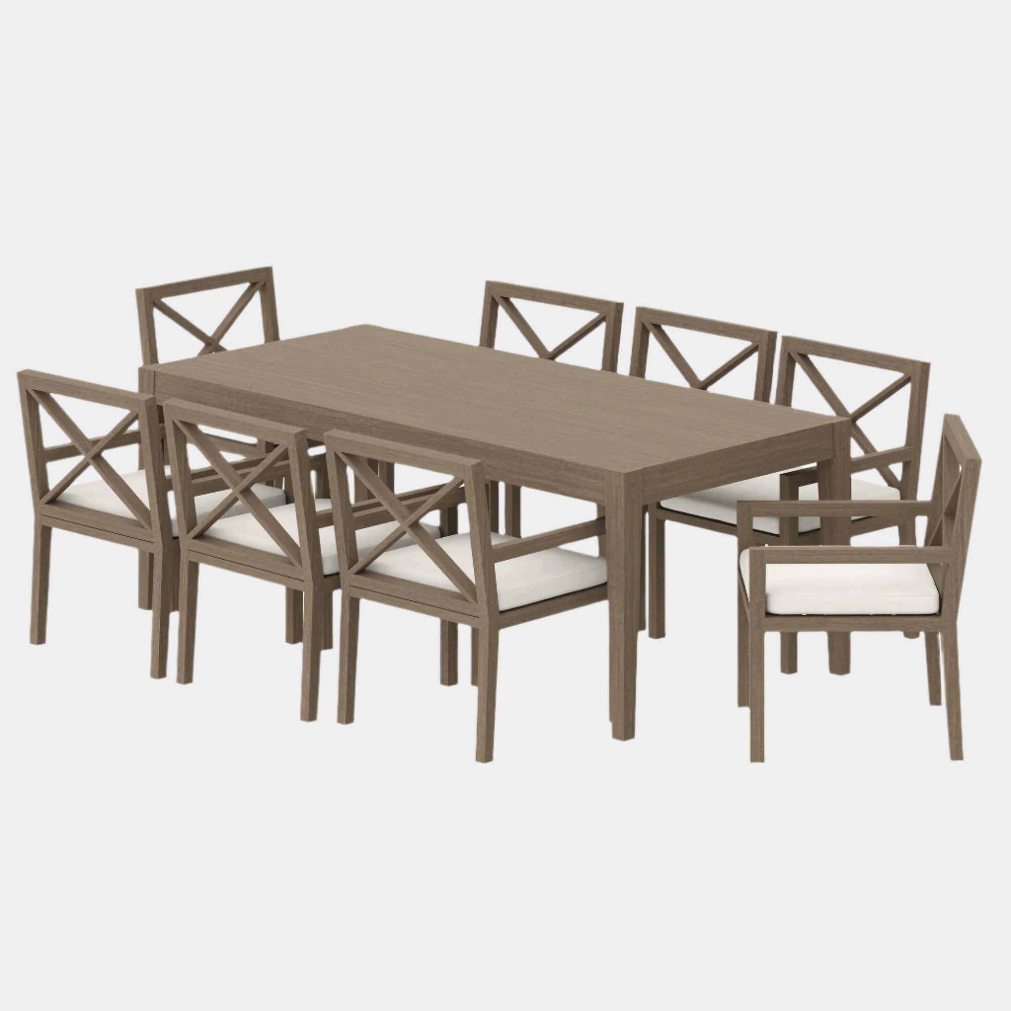 Northlake 9-Piece Outdoor Patio Teak Wood Dining Set in Weathered Gray