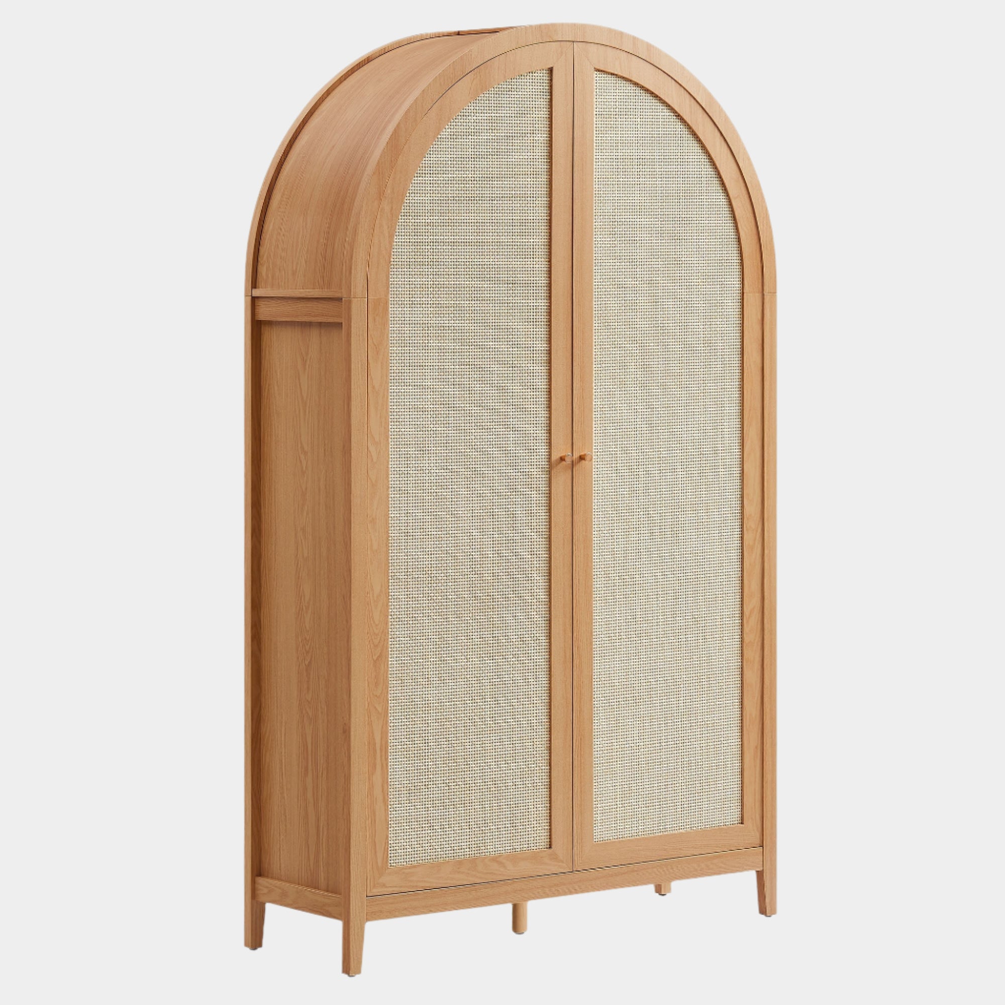 Calista 79" Tall Wide Rattan Arched Storage Cabinet