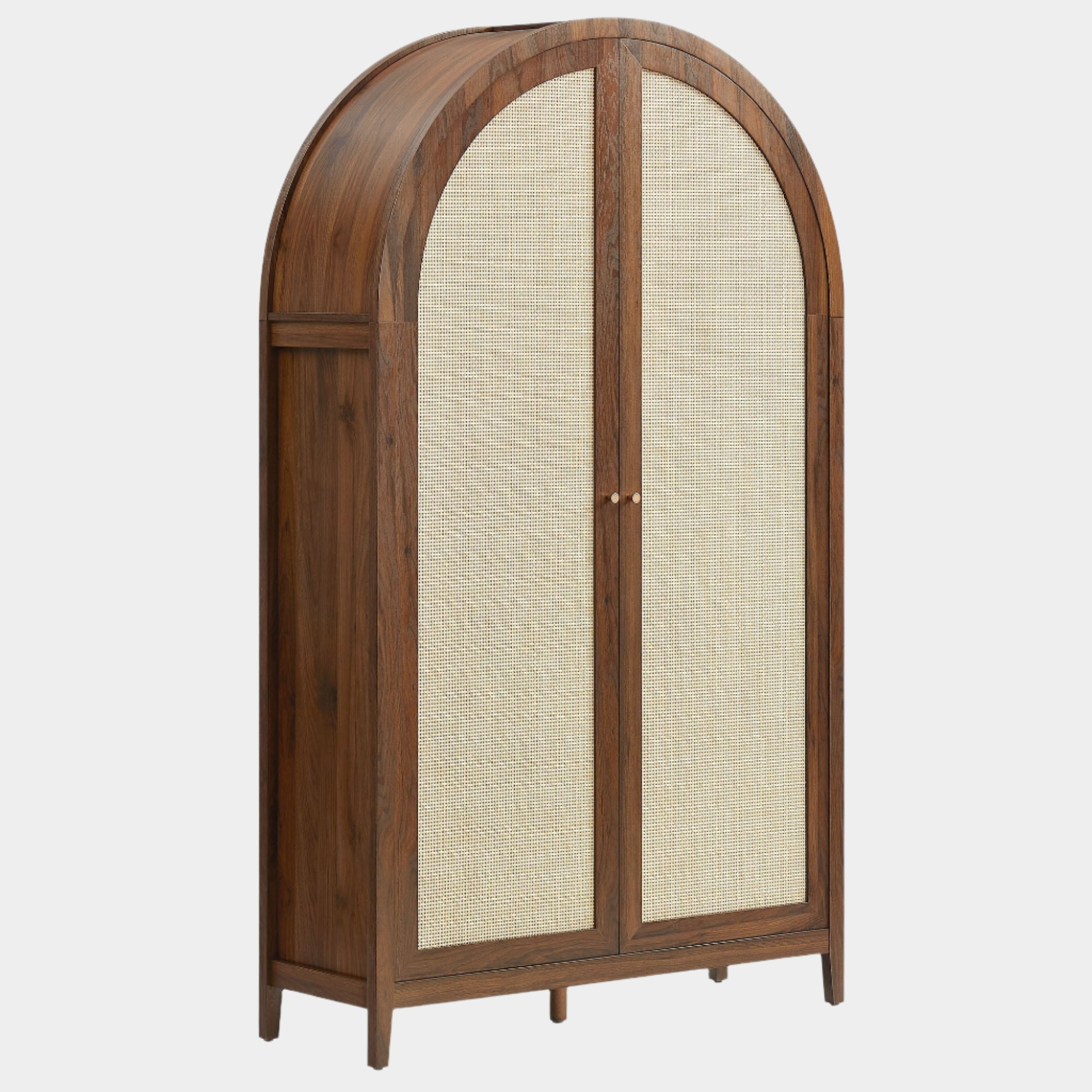 Calista 79" Tall Wide Rattan Arched Storage Cabinet