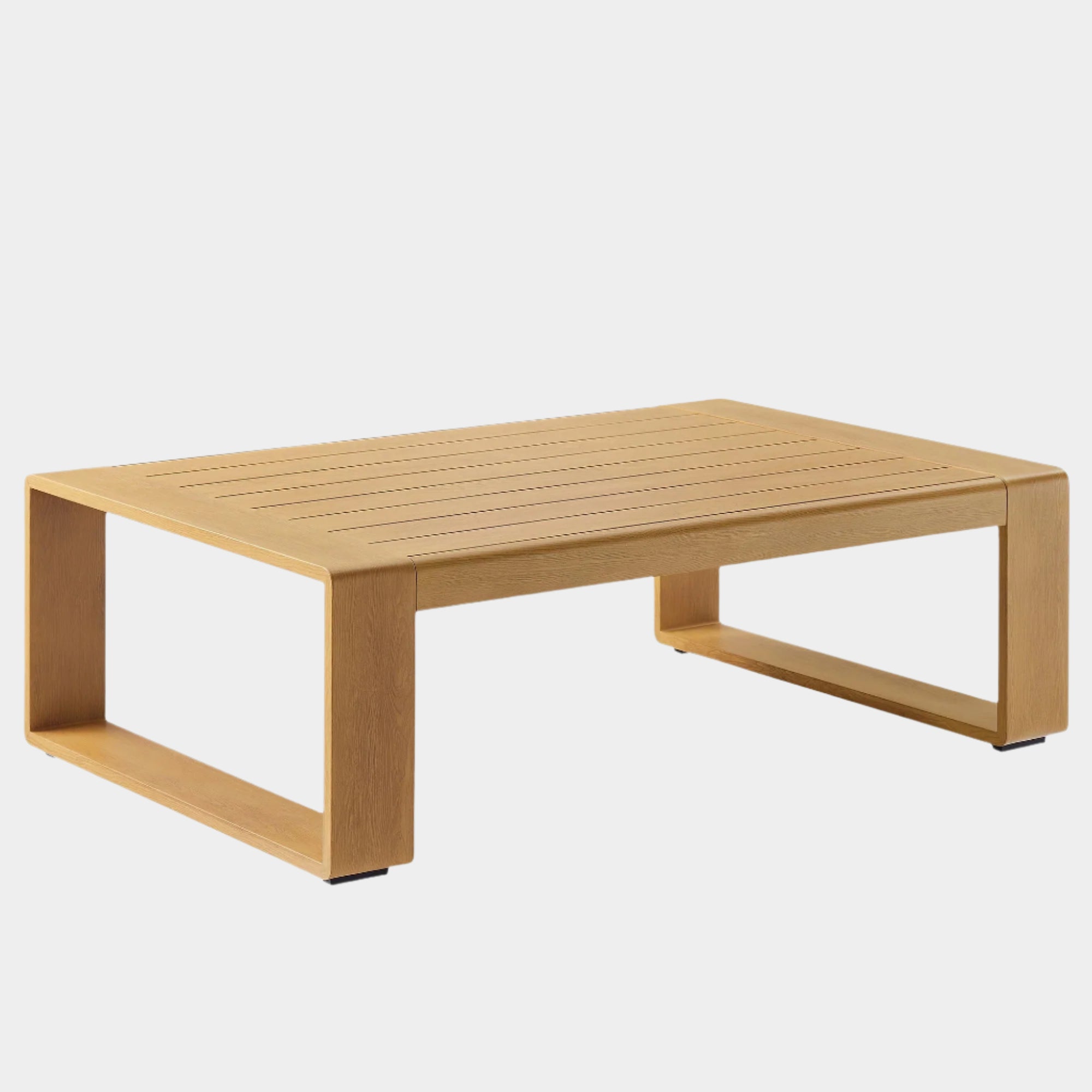 Lirienne Outdoor Patio Aluminum Faux Wood Coffee Table in Natural