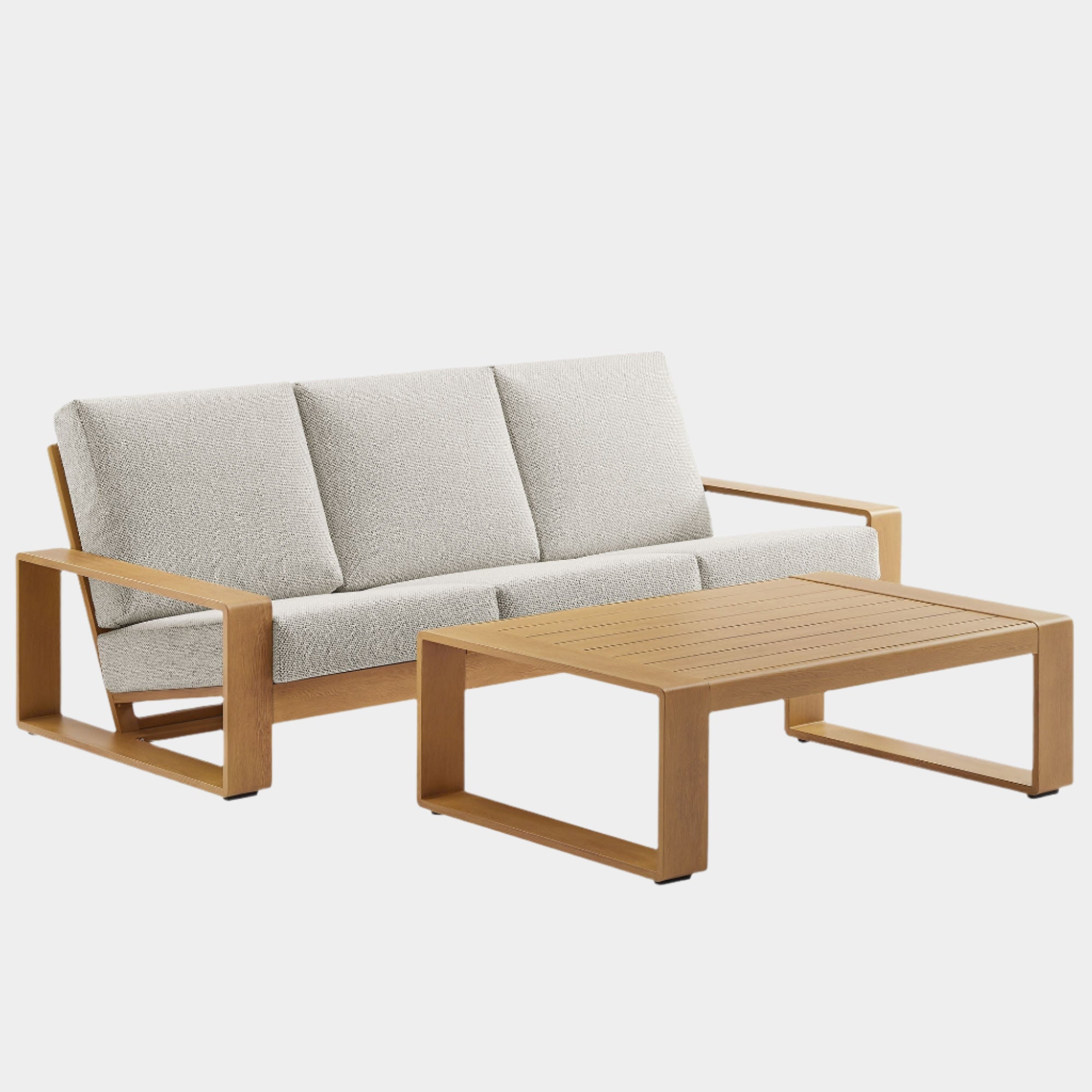 Lirienne 2-Piece Outdoor Patio Aluminum Faux Wood Furniture Set