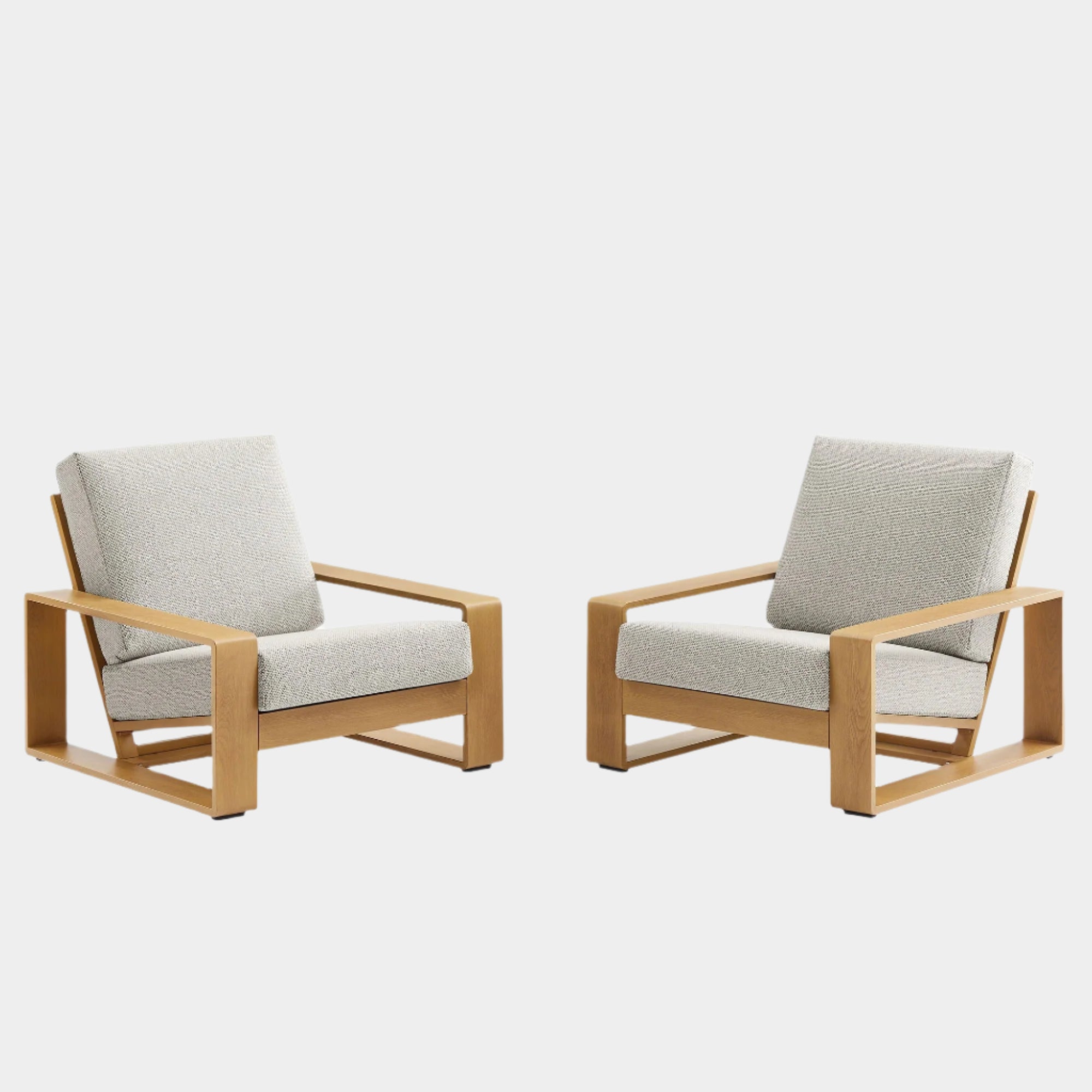 Lirienne Outdoor Patio Aluminum Faux Wood Armchairs Set of 2