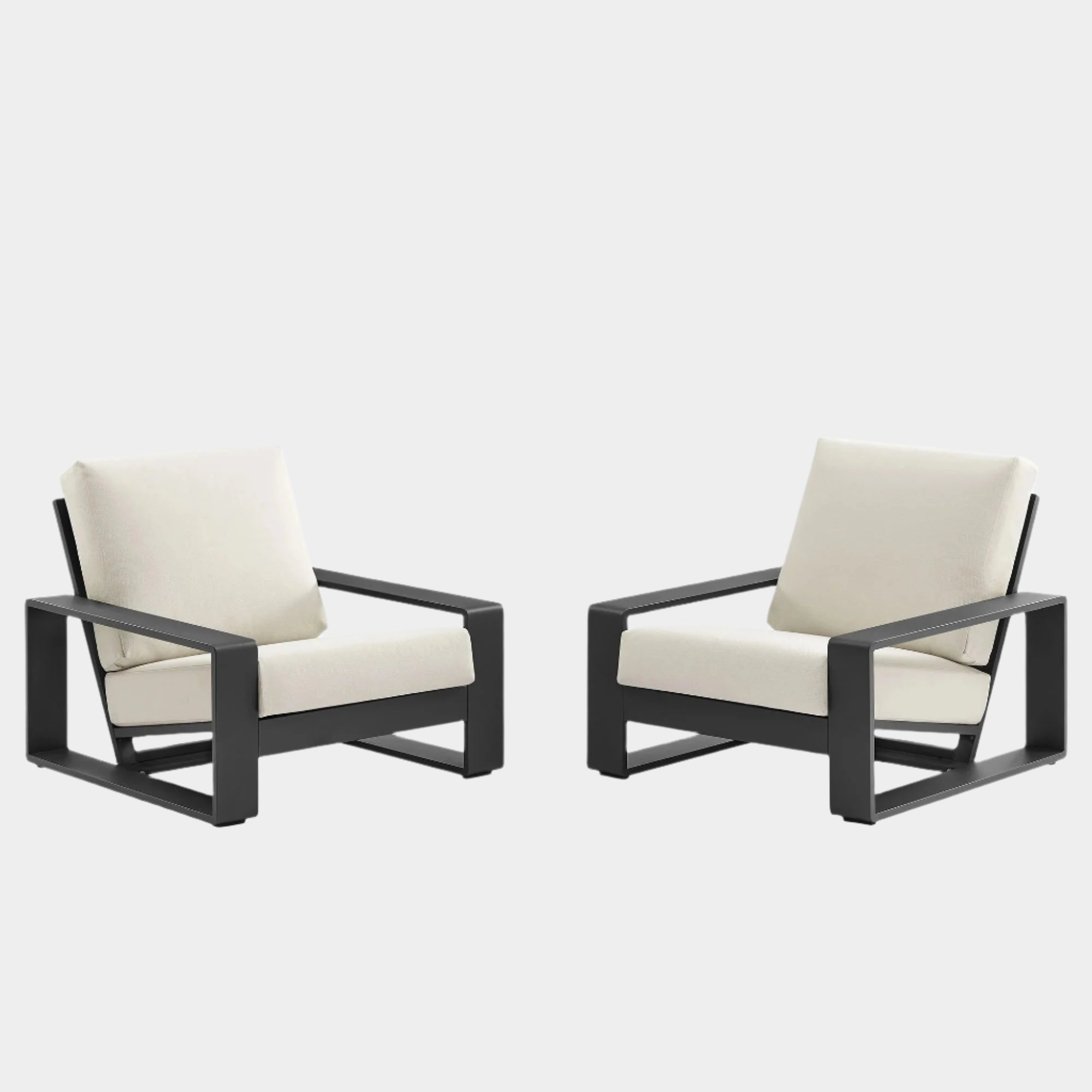 Lirienne Outdoor Patio Aluminum Faux Wood Armchairs Set of 2