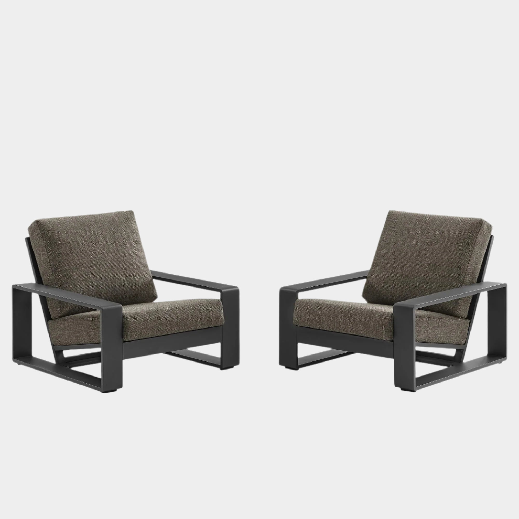Lirienne Outdoor Patio Aluminum Faux Wood Armchairs Set of 2