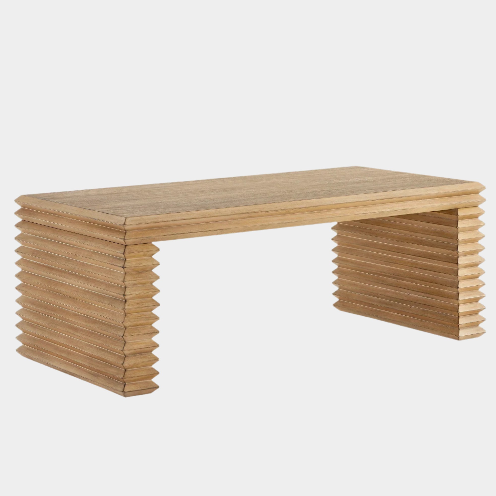 Canto Rectangular Stacked Design Coffee Table in Weathered Oak