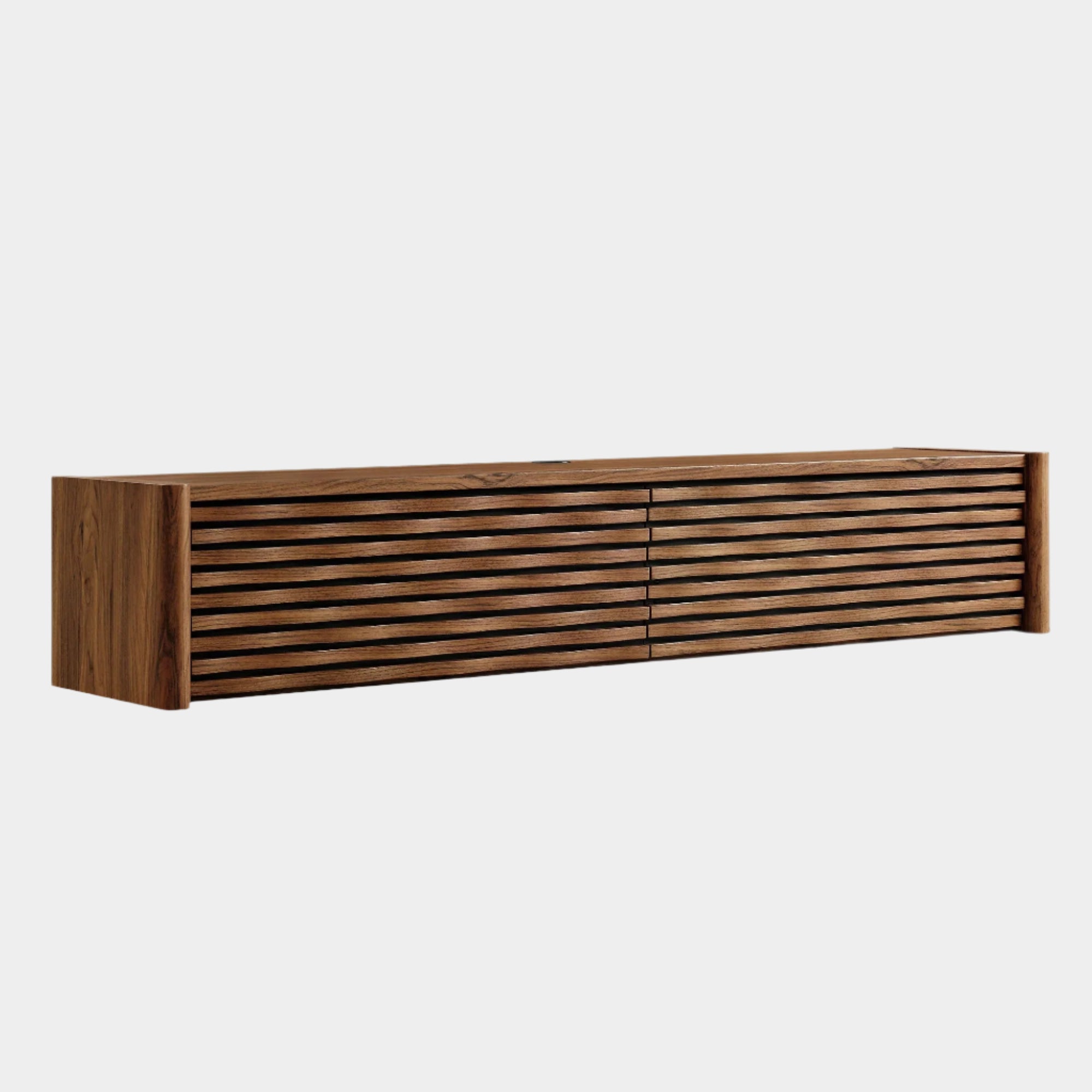Emric Wave 71" Wall-Mounted TV Cabinet in Walnut