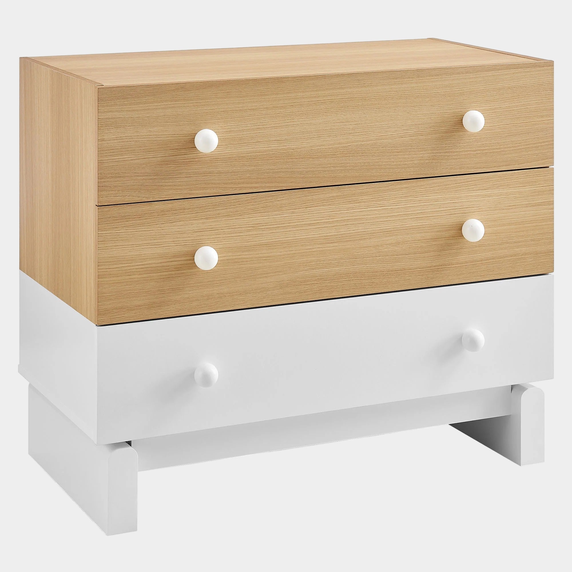 Nolia 3-Drawer Color Block Dresser in Oak White