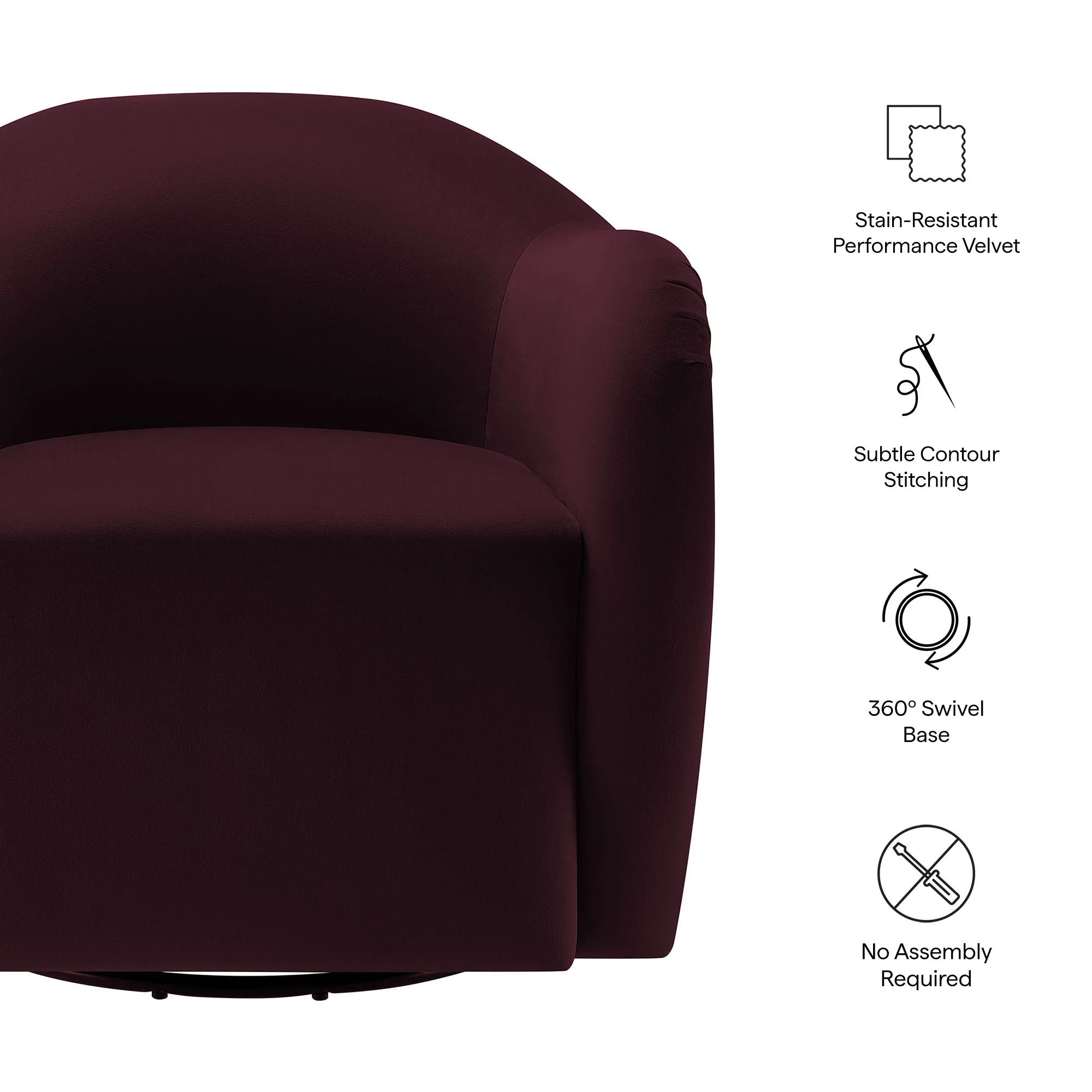 Fauteuil pivotant en velours Compose Performance