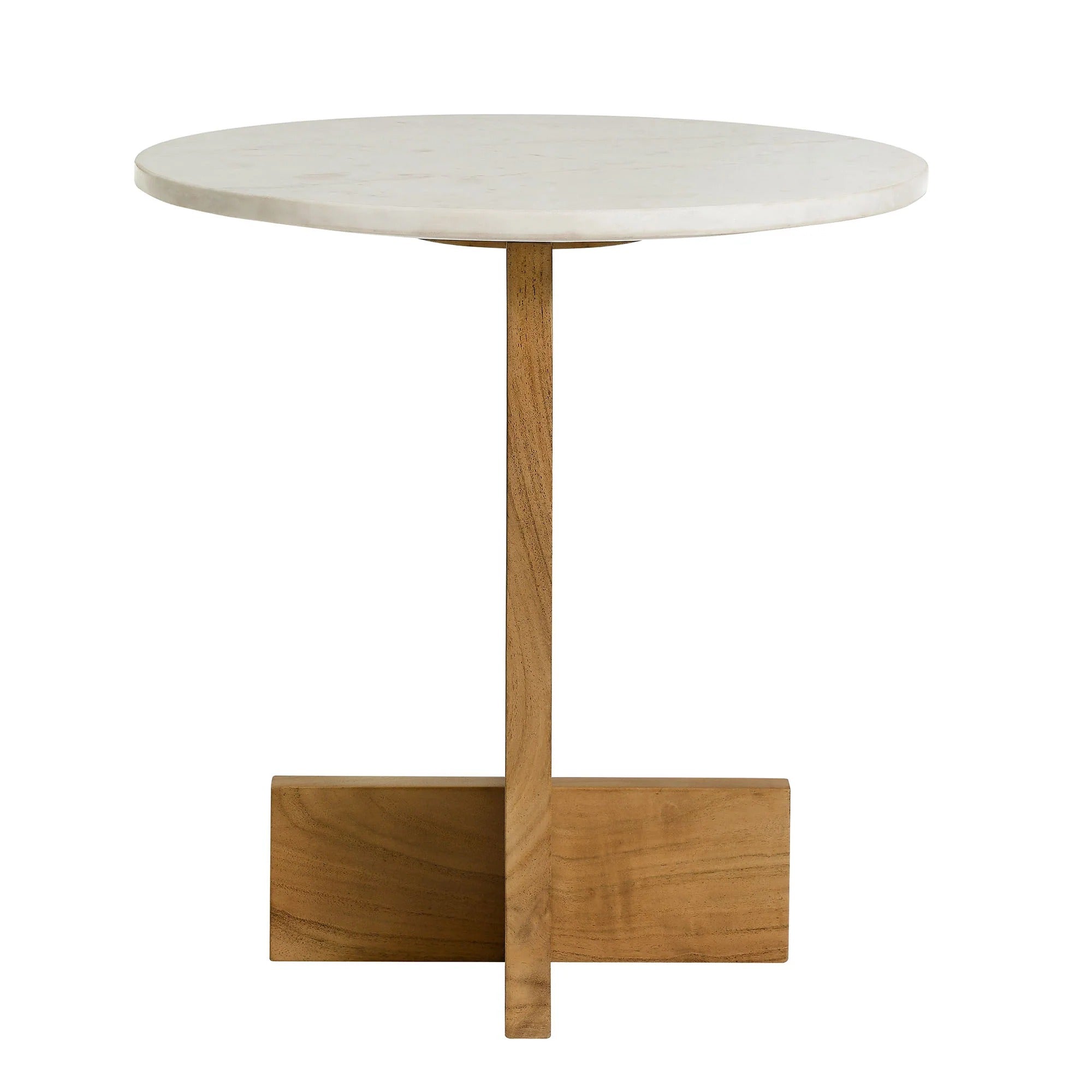 Tarin Acacia Wood and Marble Side Table in Natural