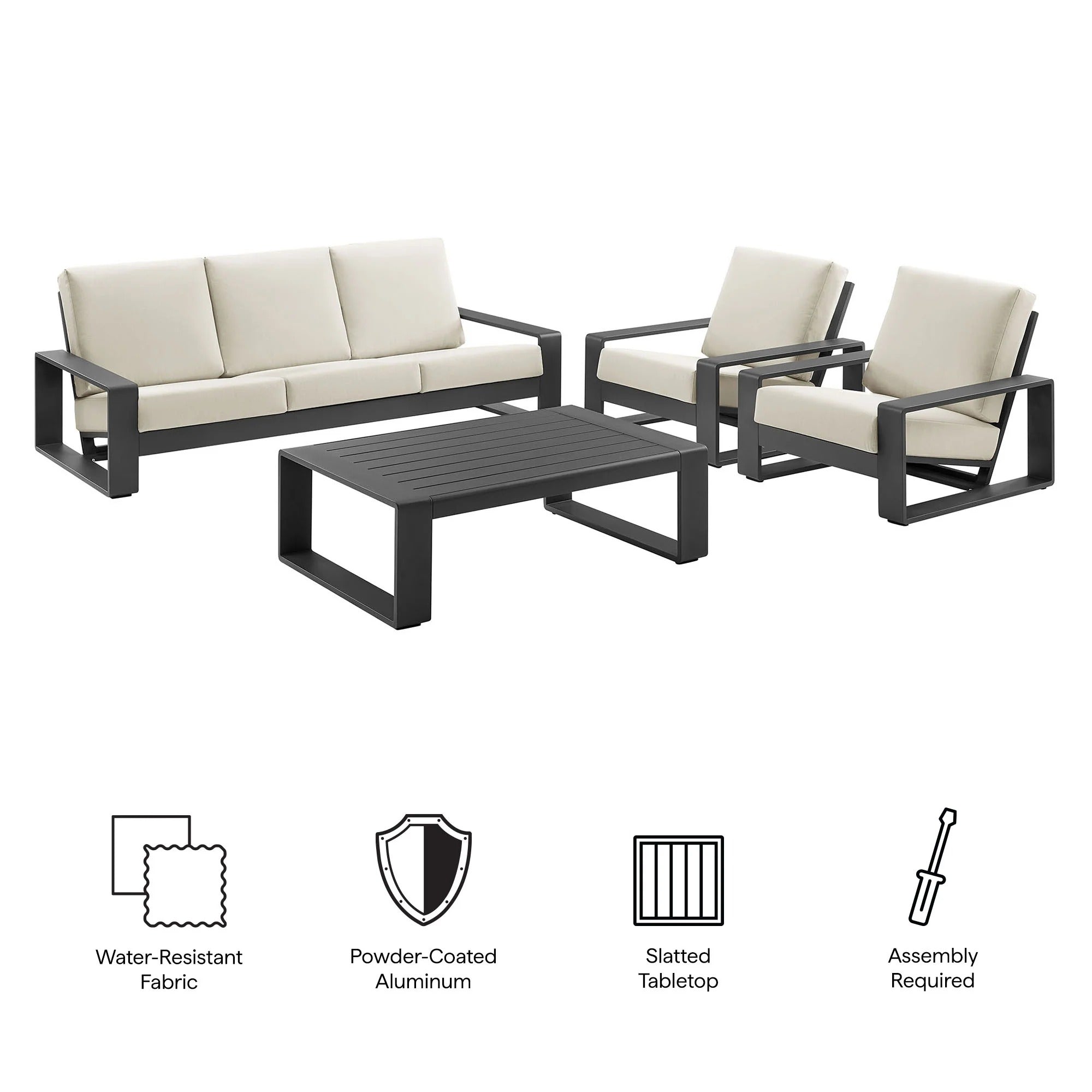 Lirienne 4-Piece Outdoor Patio Aluminum Furniture Set