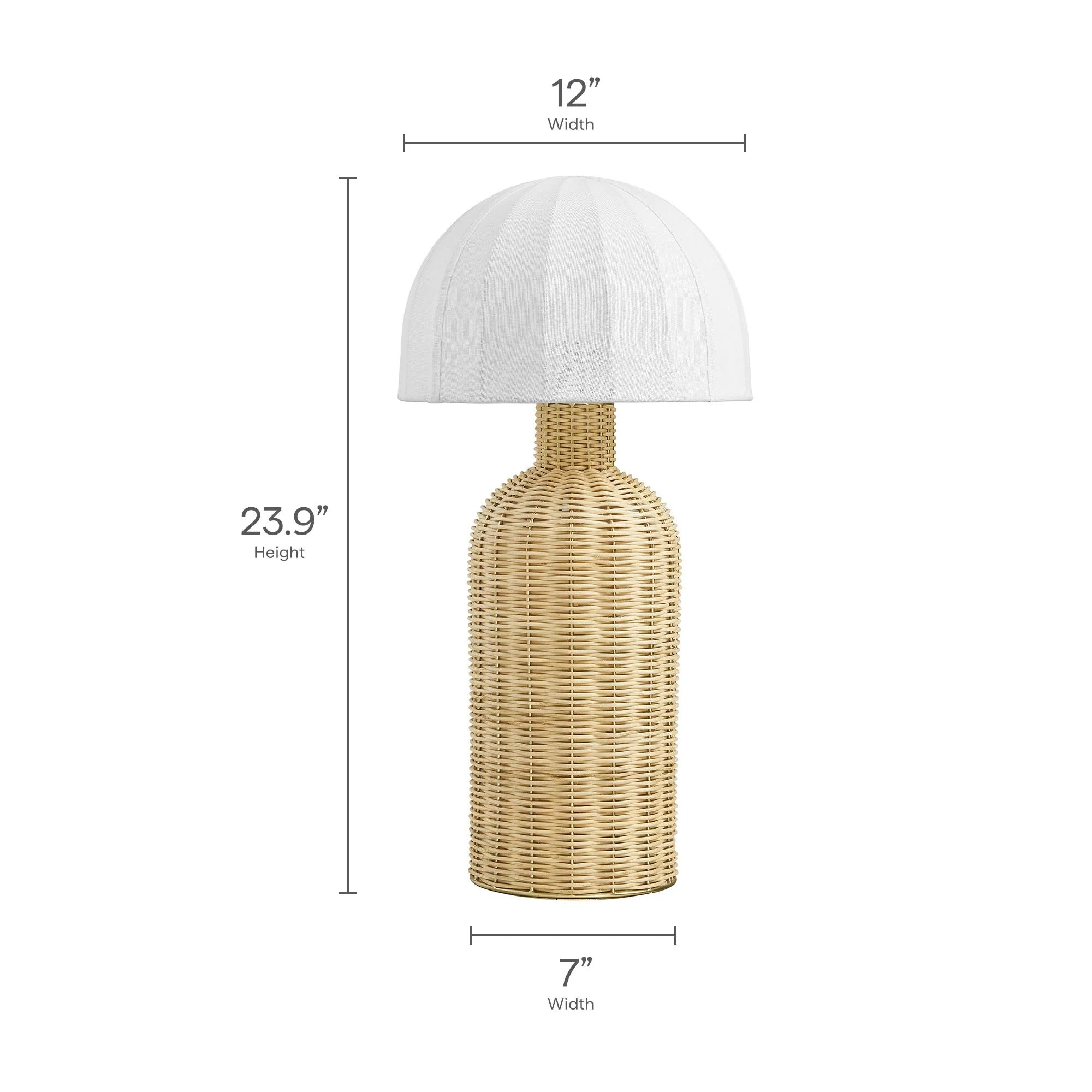 Santo Rattan Table Lamp With Dome Shade in White Natural