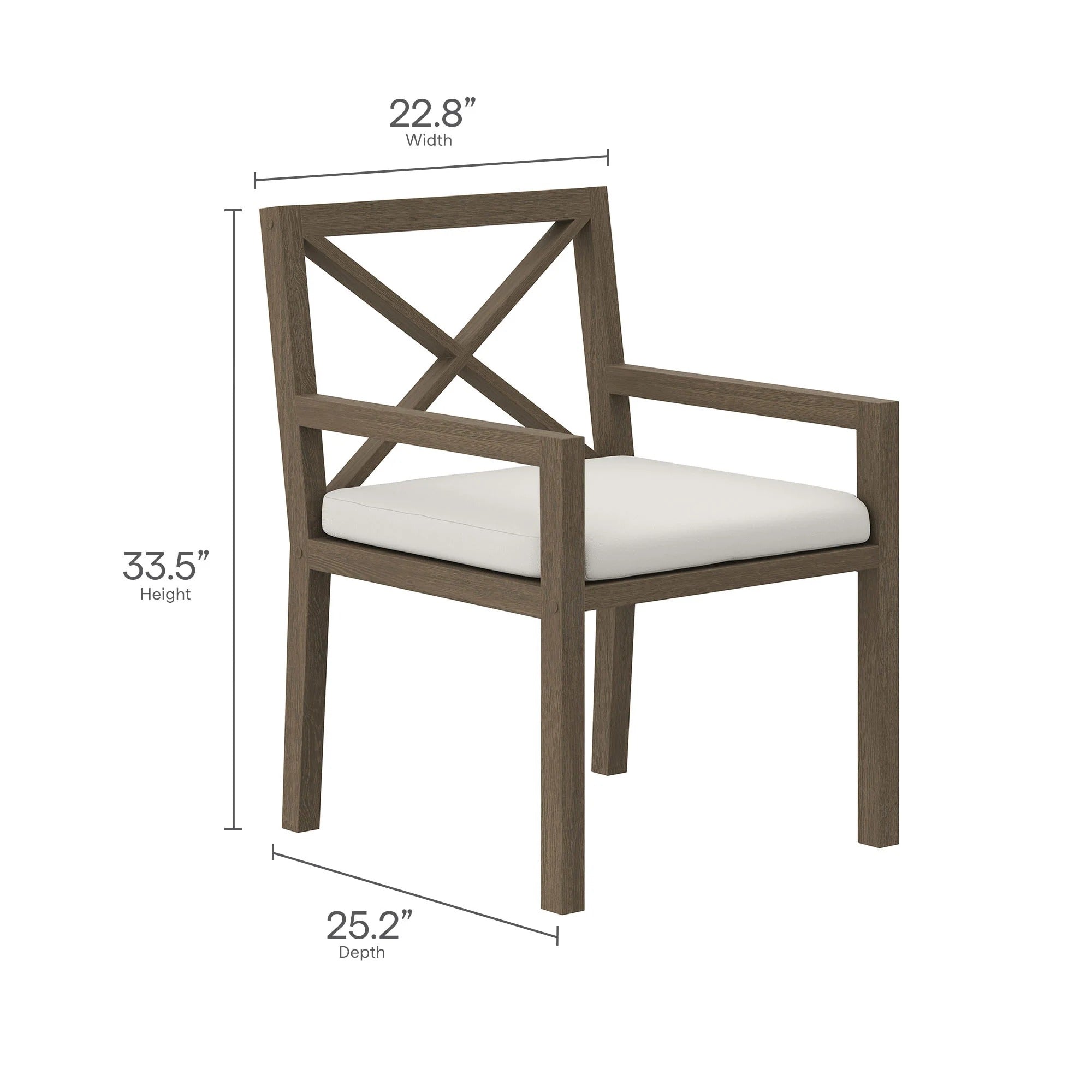 Northlake Outdoor Patio Teak Dining Armchair in Weathered Gray White