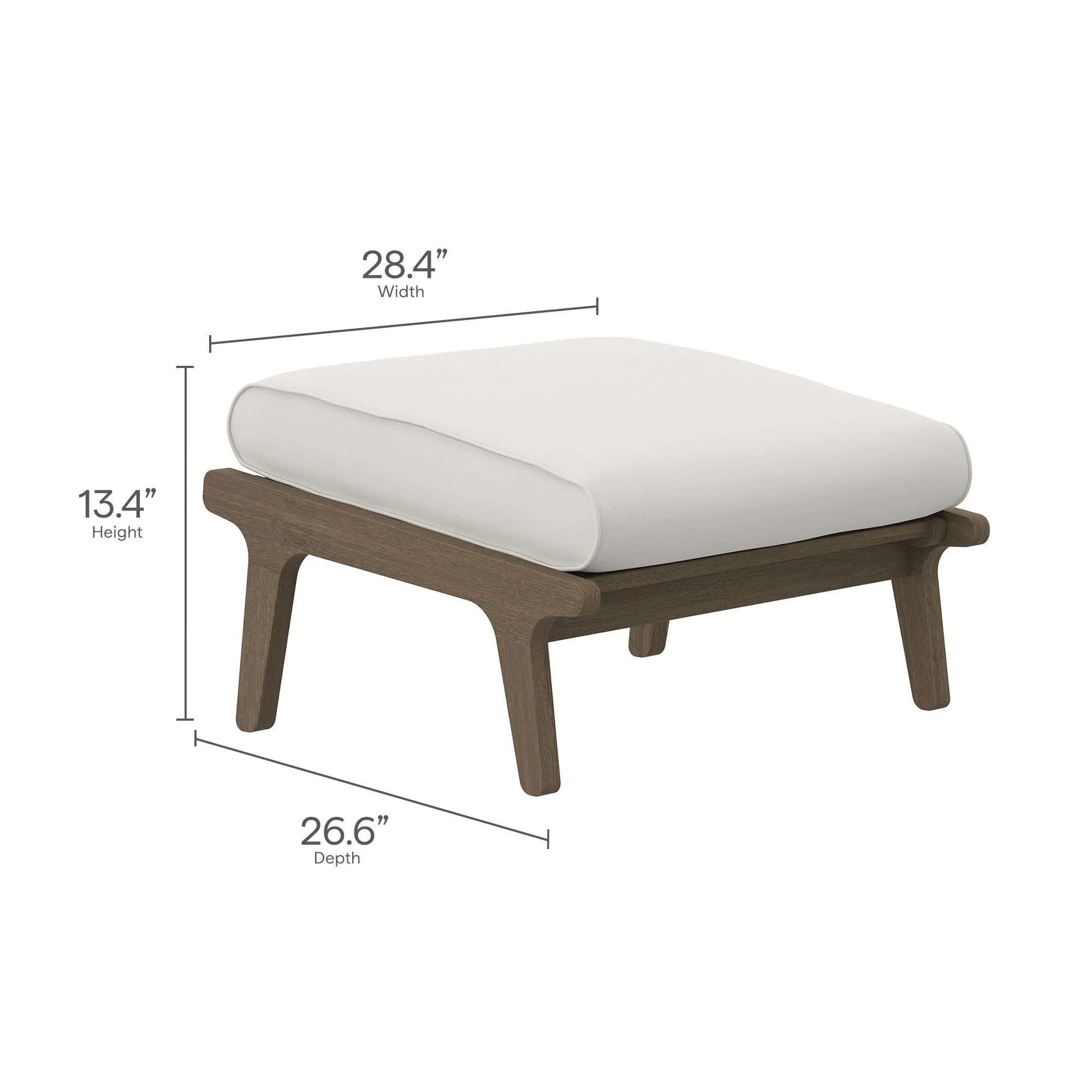 Saratoga Outdoor Patio Teak Wood Chair and Ottoman Set in Weathered Gray White