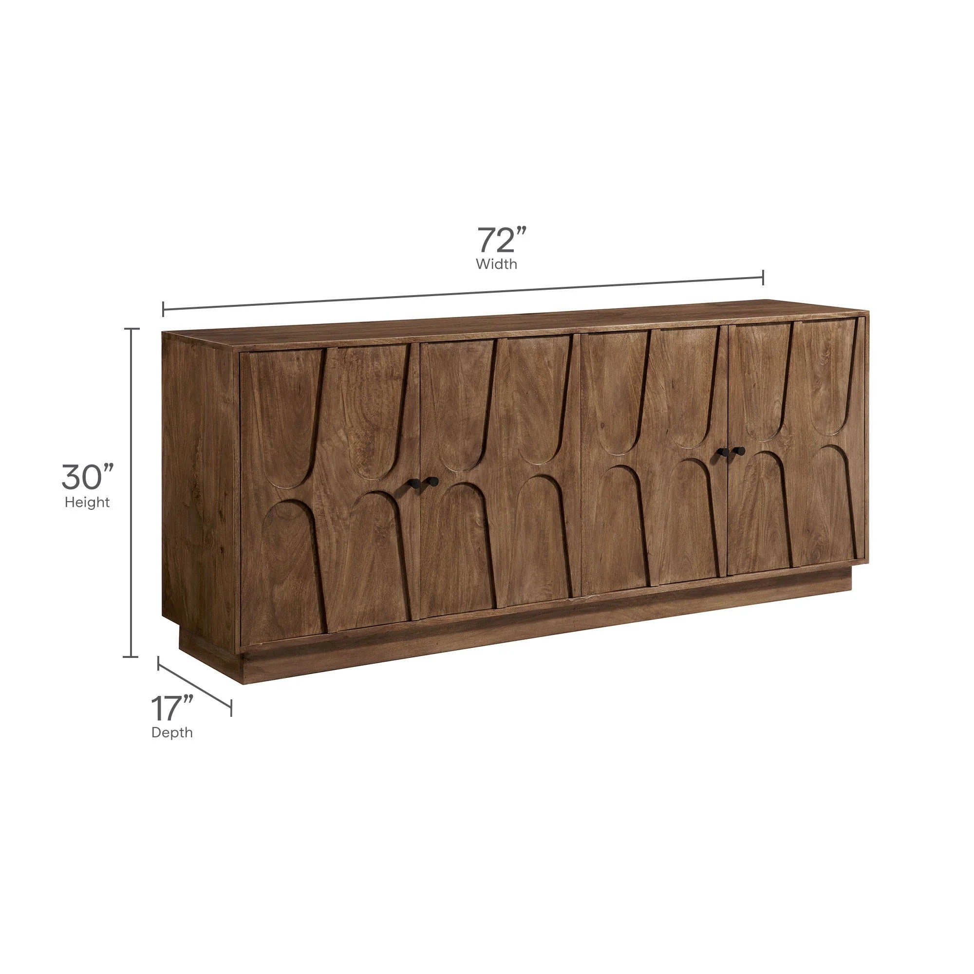 Veda 72" Mango Wood Sideboard Cabinet in Walnut
