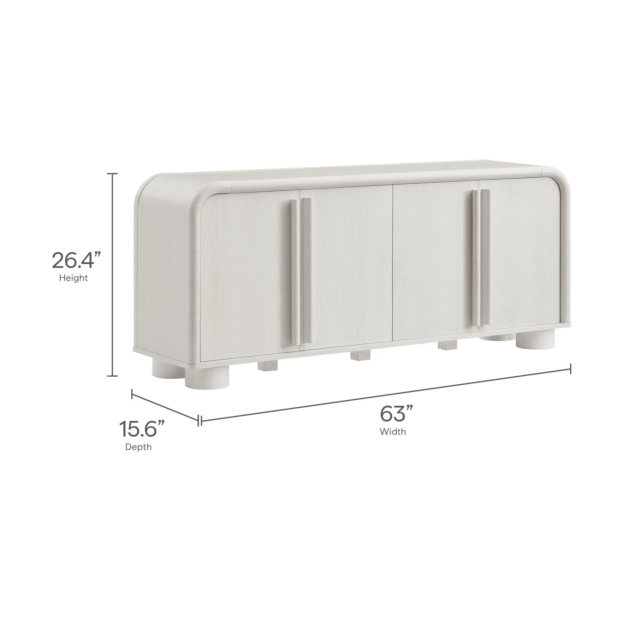 Bellamy Curved 4-Door Sideboard Cabinet in Ash