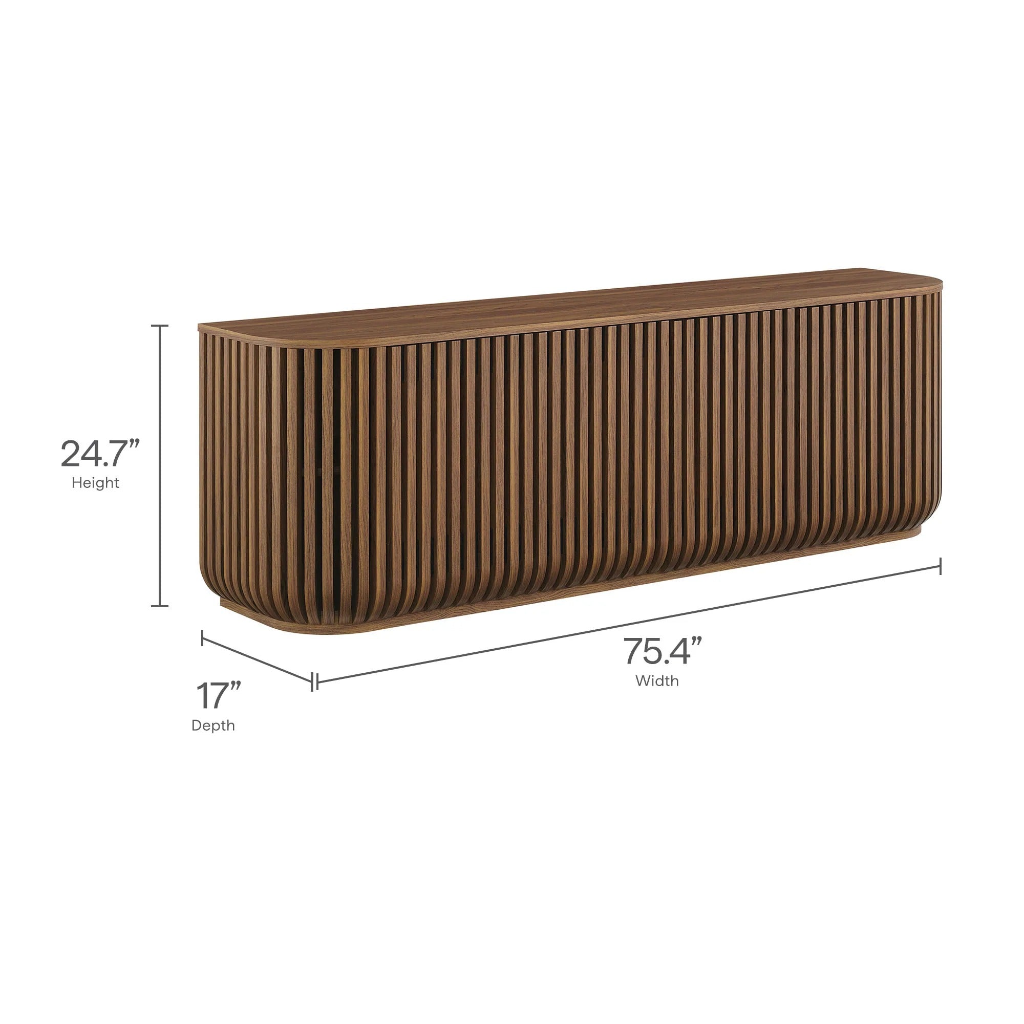 Fortitude 75" Curved Sideboard Storage Cabinet in Walnut