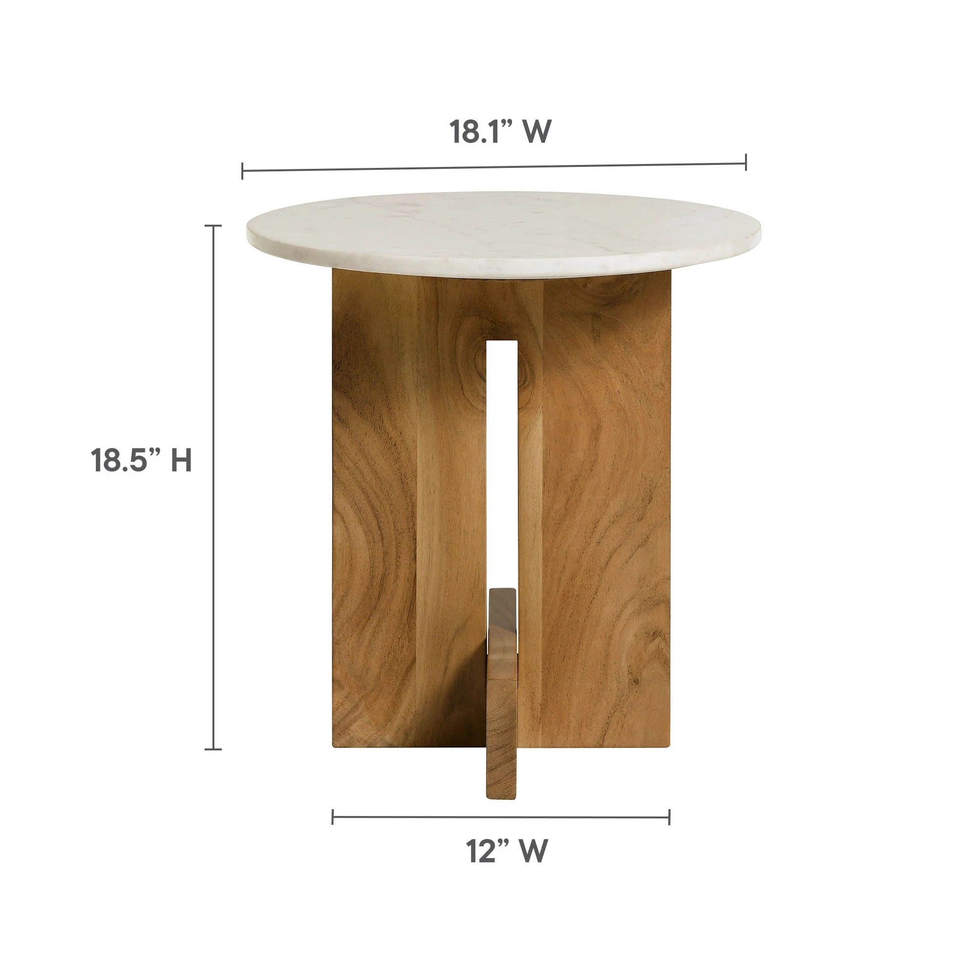Tarin Acacia Wood and Marble Side Table in Natural