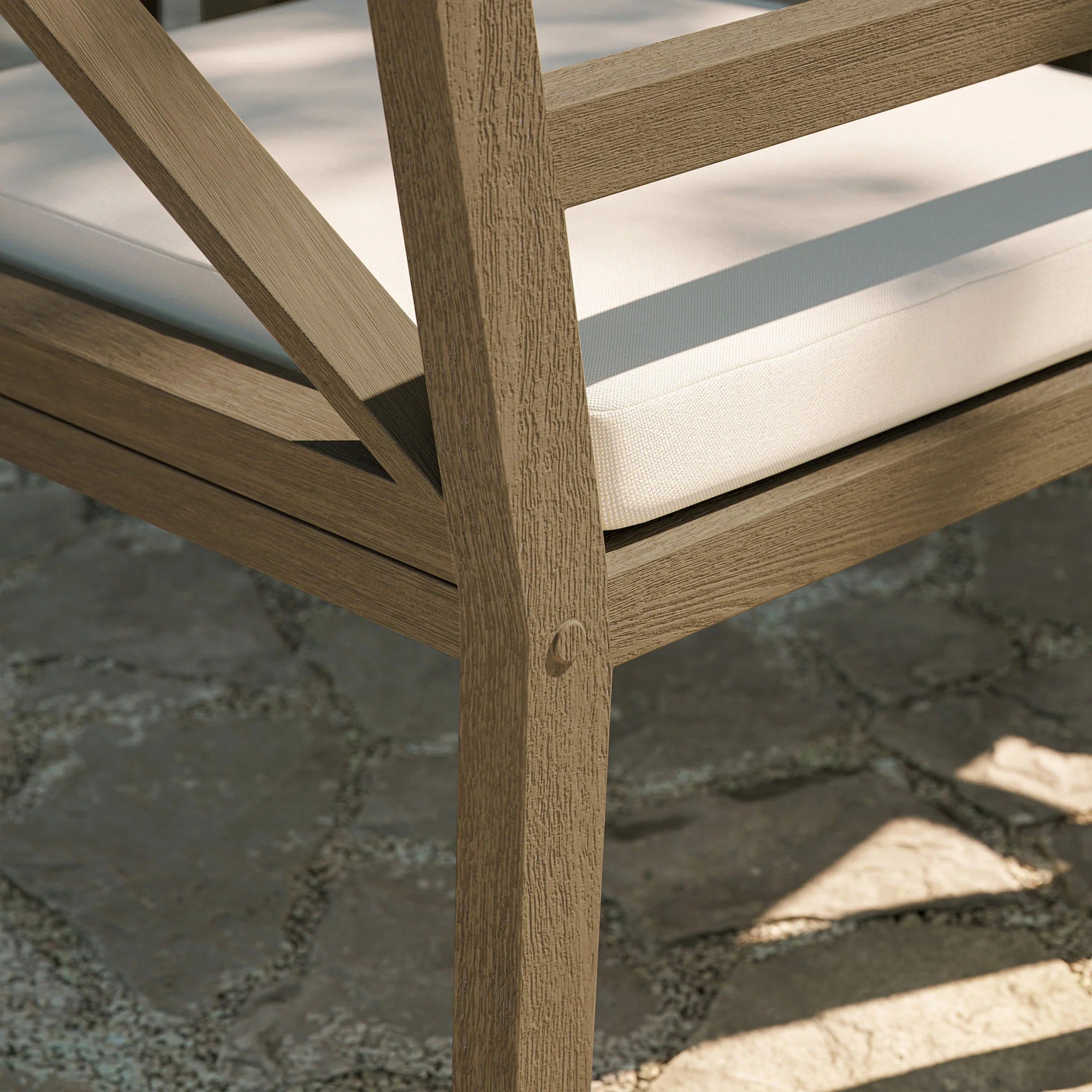 Northlake Outdoor Patio Teak Dining Armchair in Weathered Gray White
