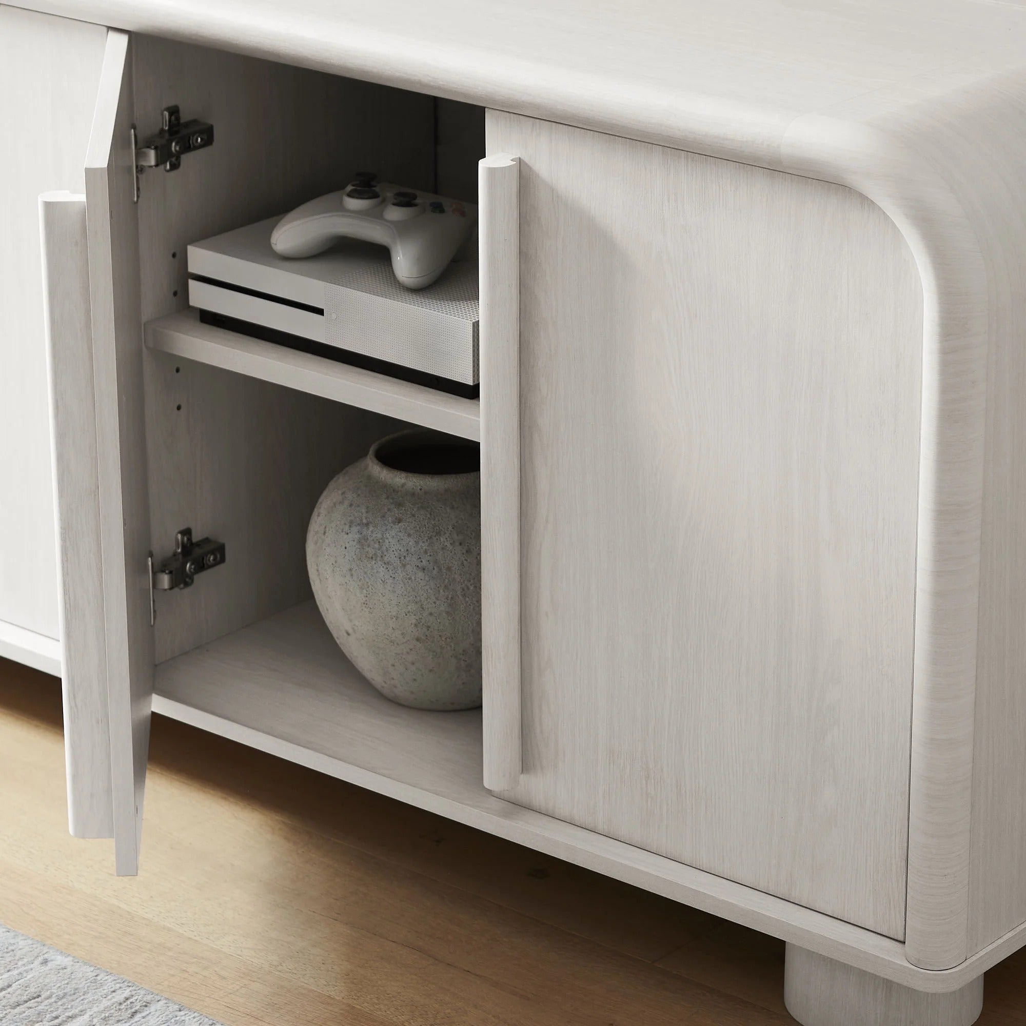 Bellamy Curved 4-Door Sideboard Cabinet in Ash