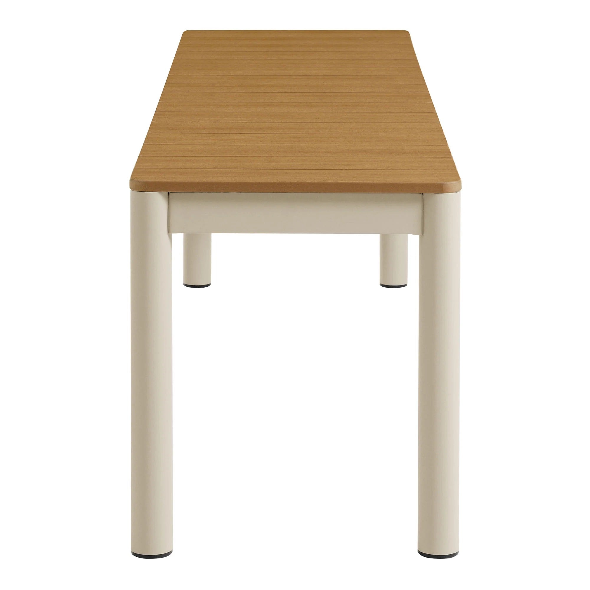 Finn Outdoor Patio Aluminum Bench with Faux Wood Top in Natural