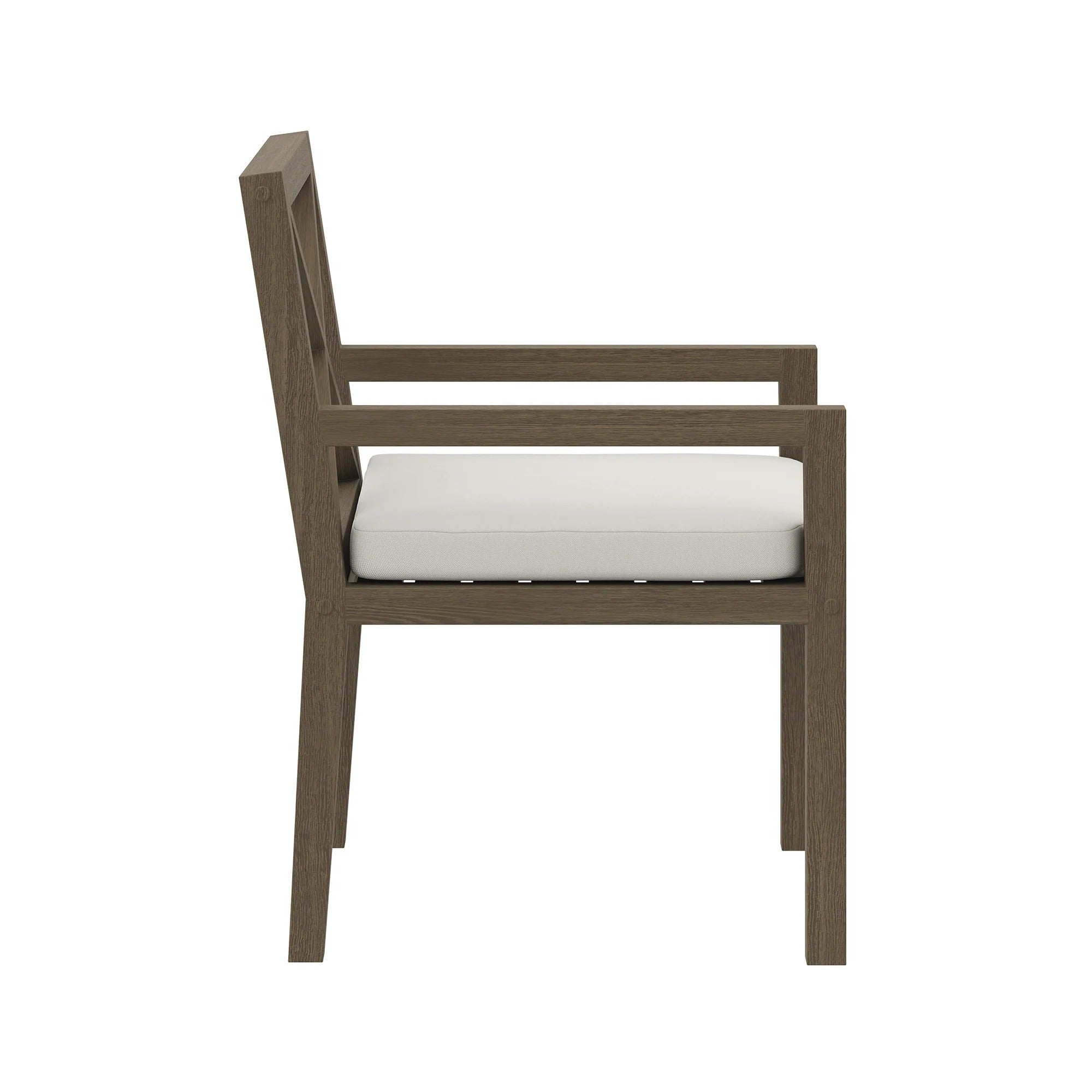 Northlake Outdoor Patio Teak Dining Armchair in Weathered Gray White