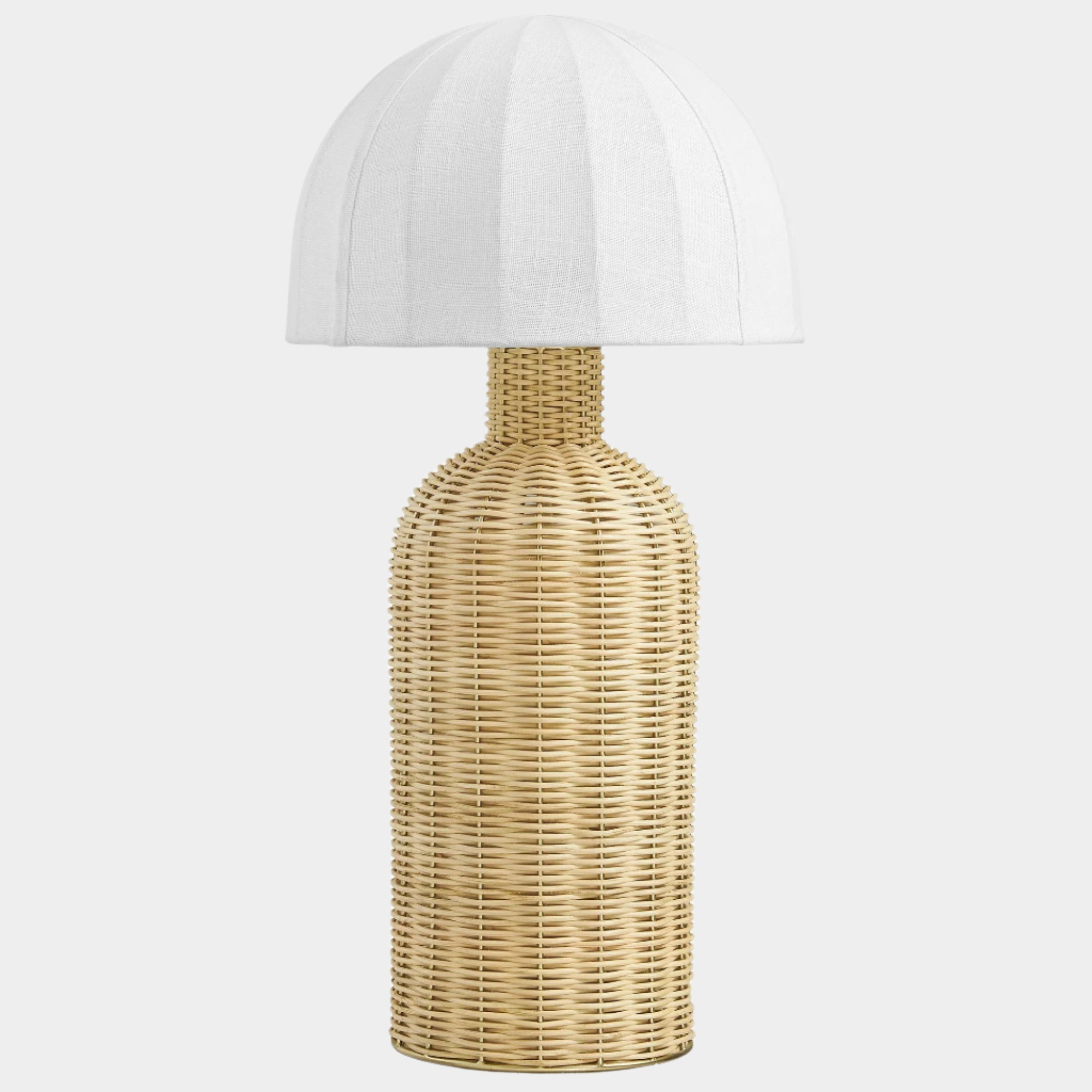 Santo Rattan Table Lamp With Dome Shade in White Natural