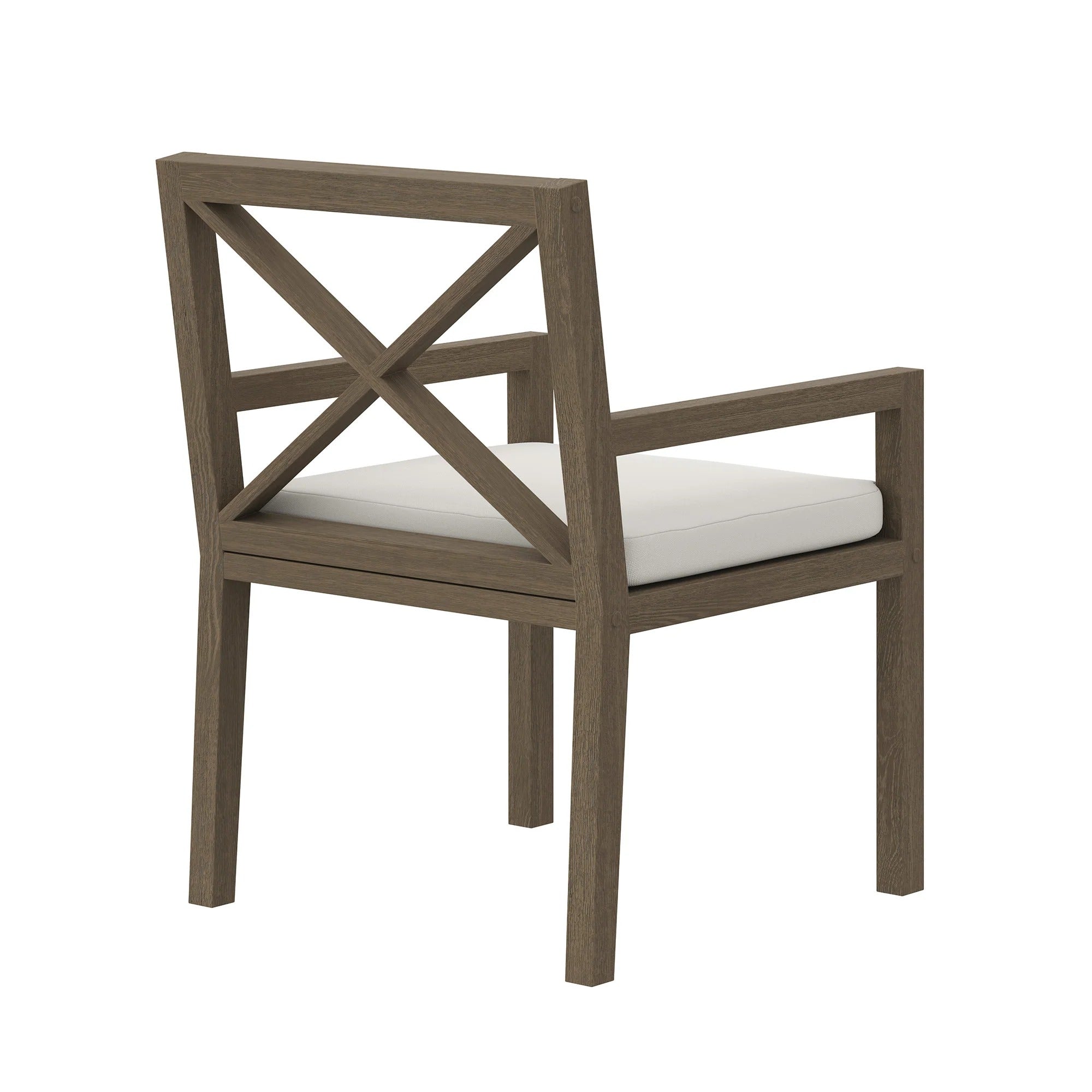 Northlake Outdoor Patio Teak Dining Armchair in Weathered Gray White