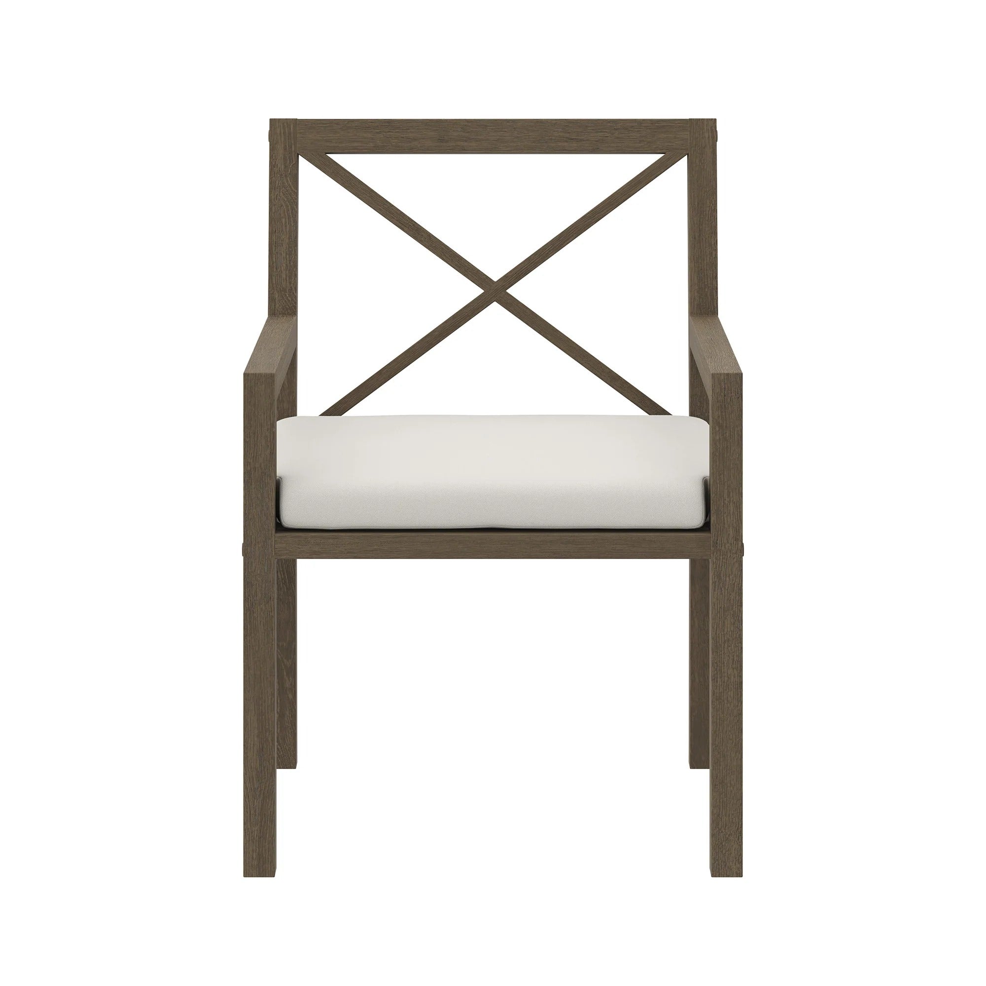 Northlake Outdoor Patio Teak Dining Armchair in Weathered Gray White