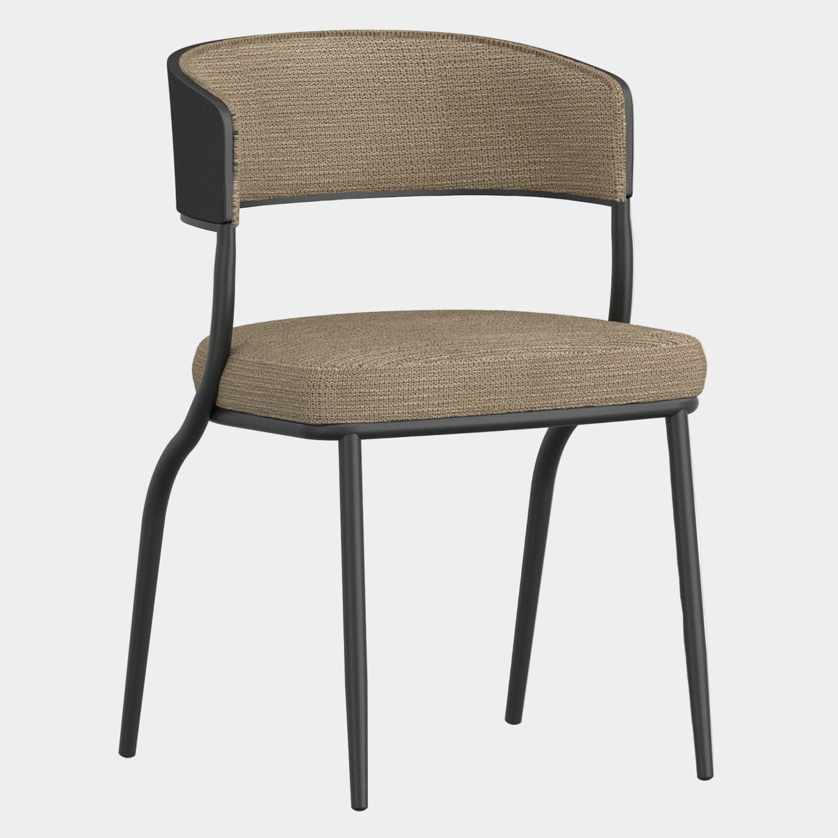 Kazan Dining Chair - 2 Dark Beige Performance Fabric Black Metal