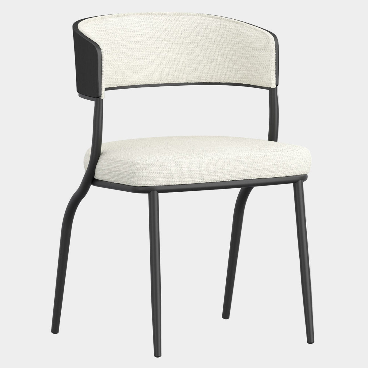 Kazan Dining Chair - 2 Ivory Performance Fabric Black Metal