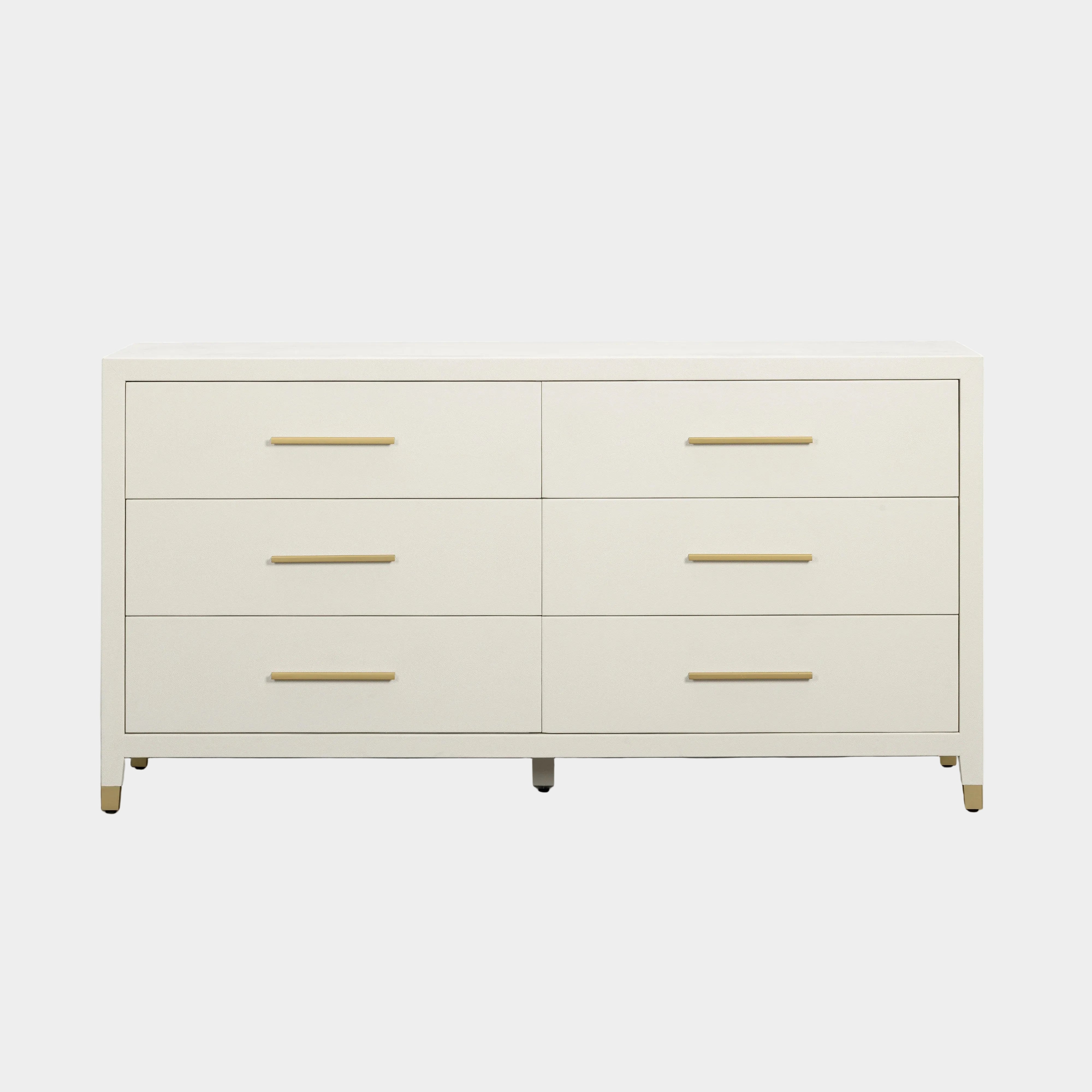 Dani 62" Cream Faux Shagreen 6-Drawer Dresser