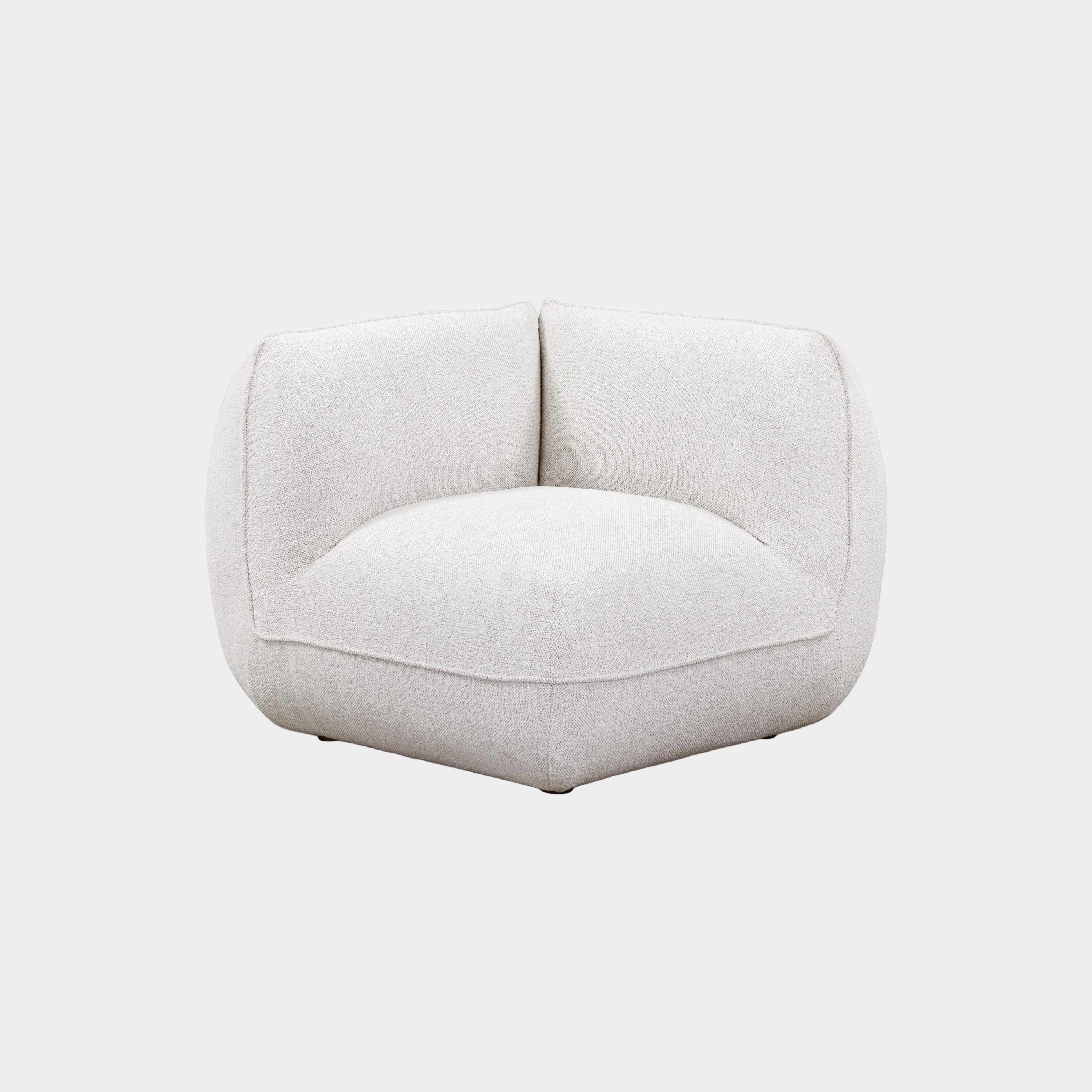 Arezza Stone White Contract-Grade Basketweave Chenille Corner Chair