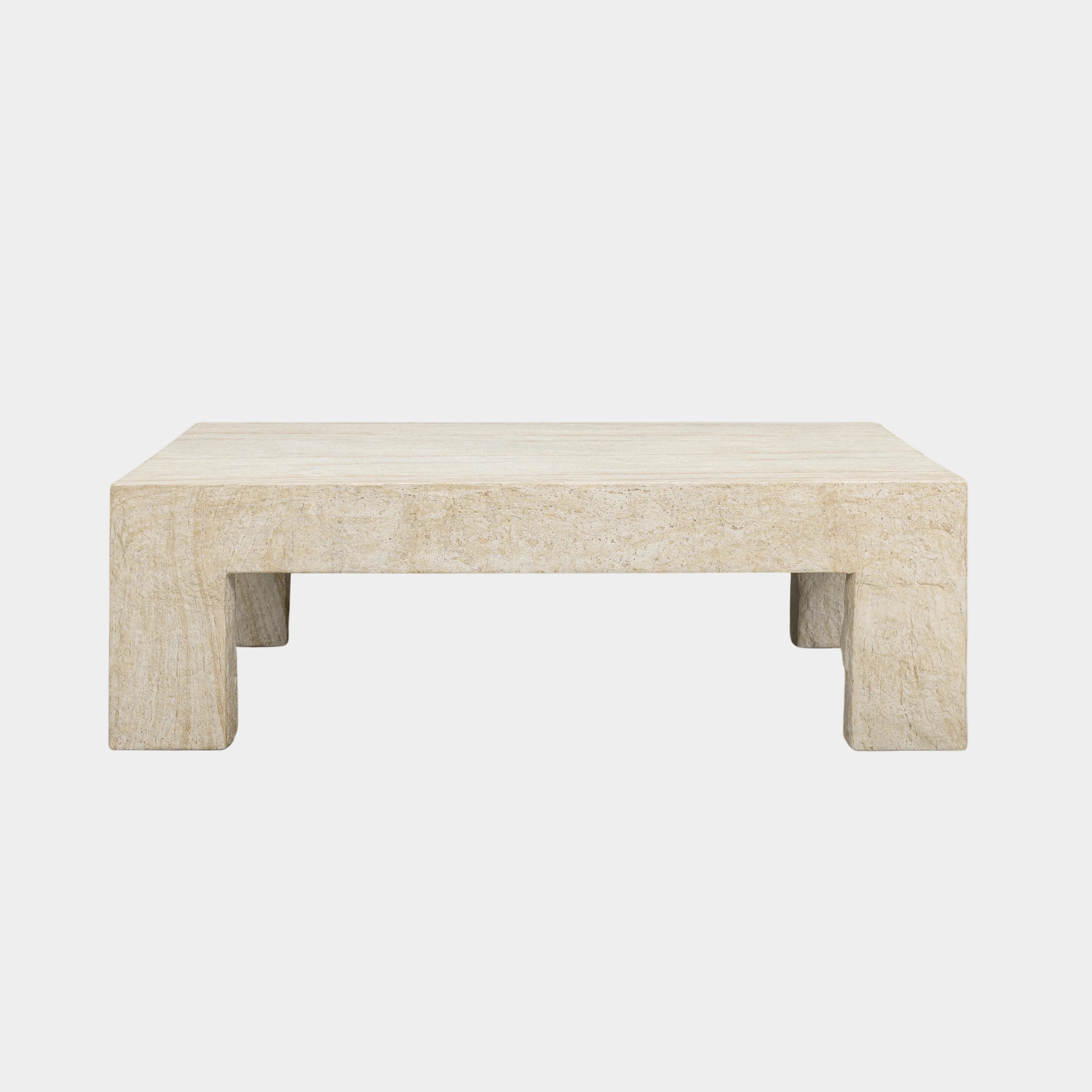 Roxanne 46" Faux Travertine Indoor/Outdoor Concrete Coffee Table