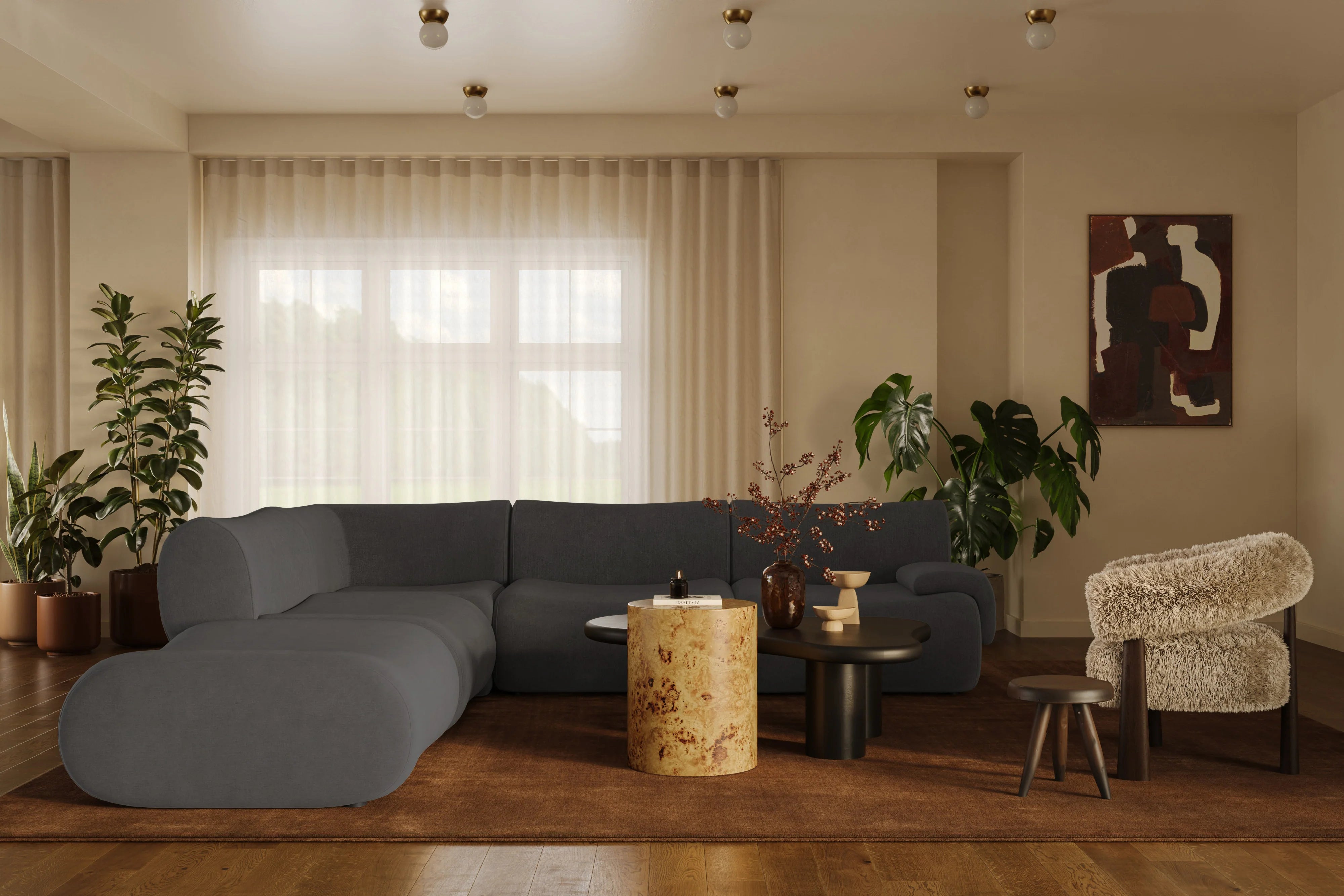 Zenith 5-Piece Contract-Grade Upcycled Fabric Modular Sectional