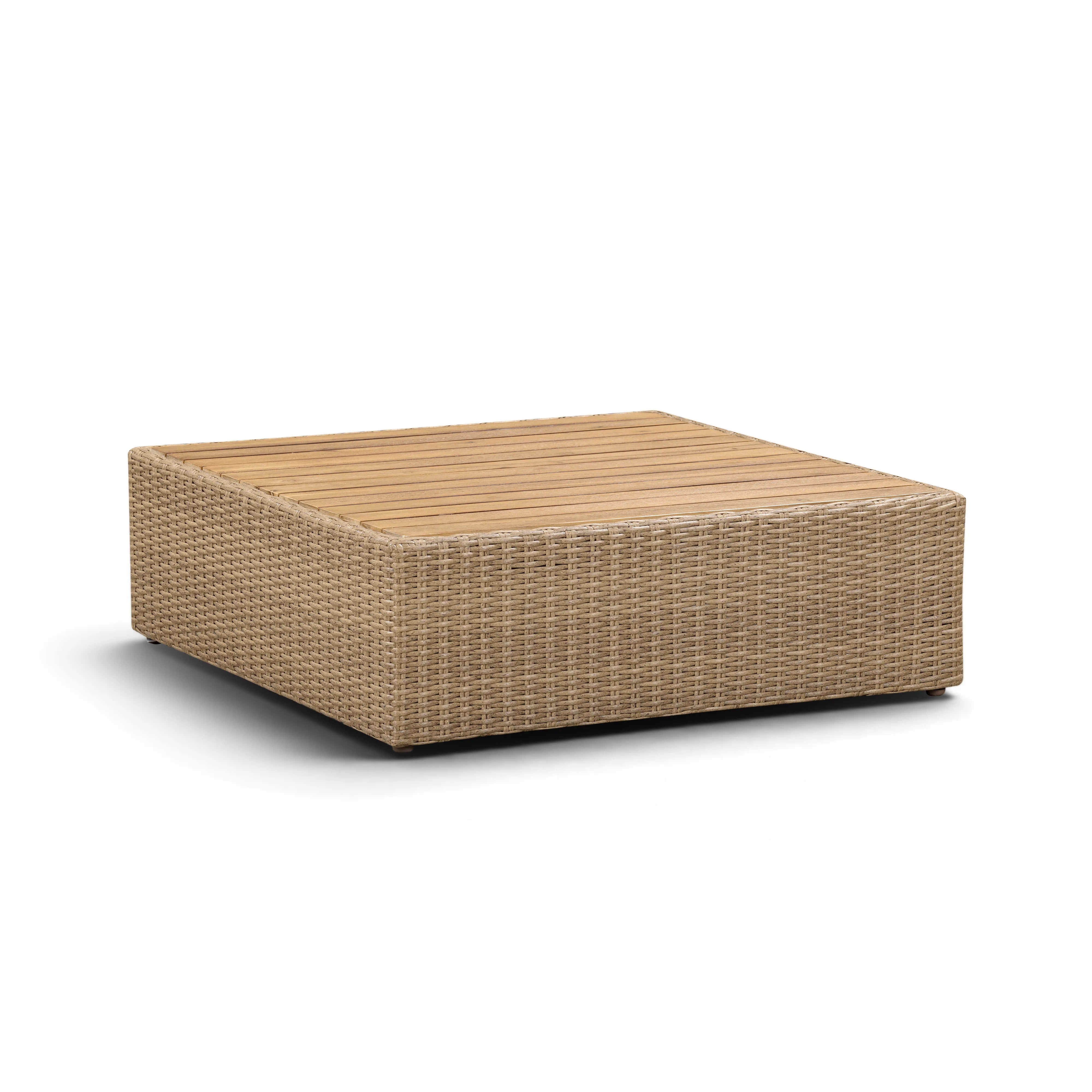 Cali Performance Fabric & Wicker Outdoor Ottoman