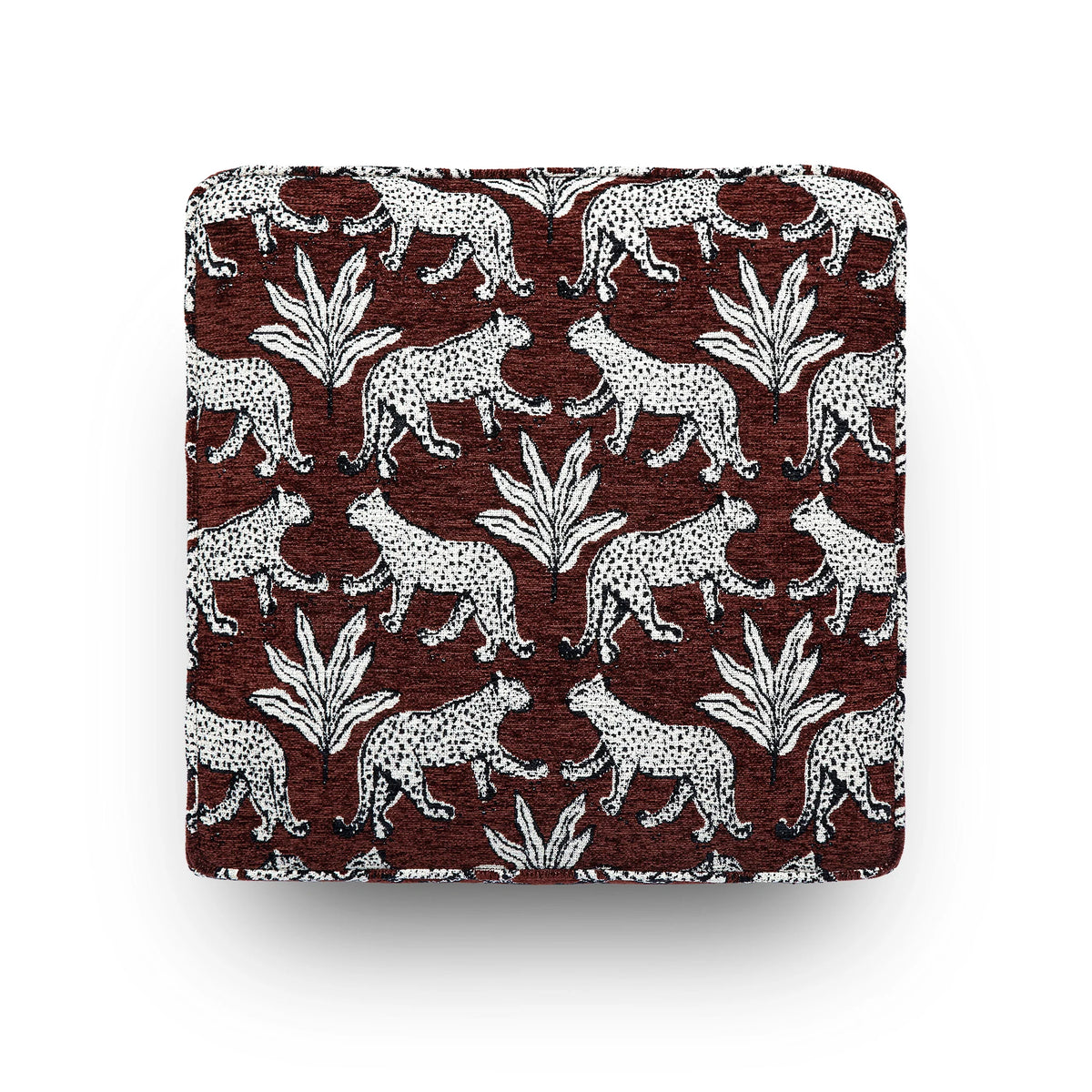 Raji Leopard Performance Jacquard Ottoman